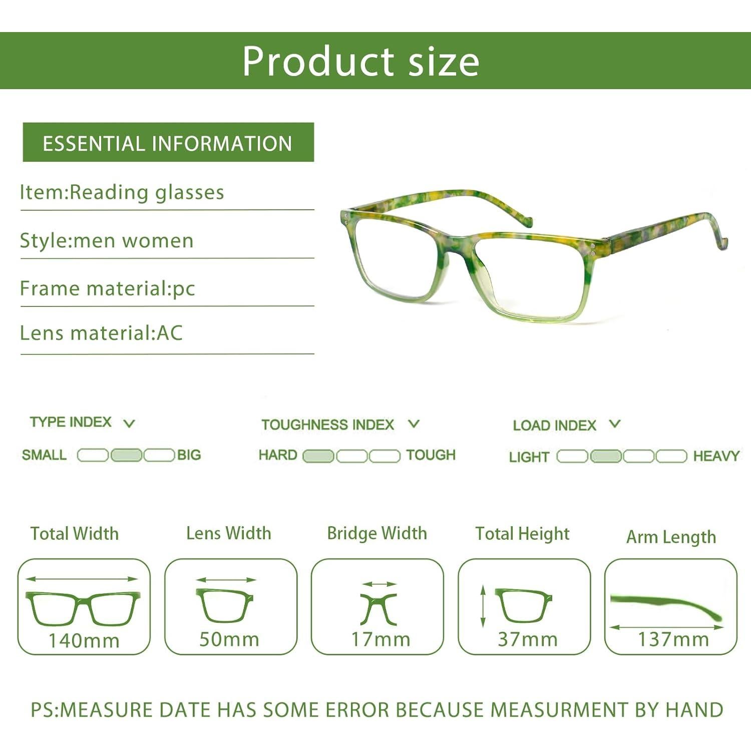 Gafas de Lectura JOSCHOO 5 Paquetes 0.5x Anti Luz Azul