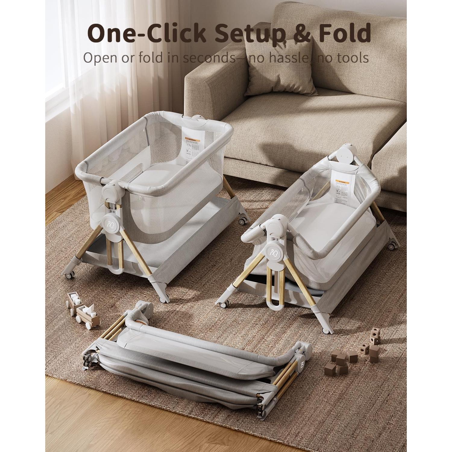 Cuna Plegable 3 en 1 ANGELBLISS con Altura Ajustable y Malla