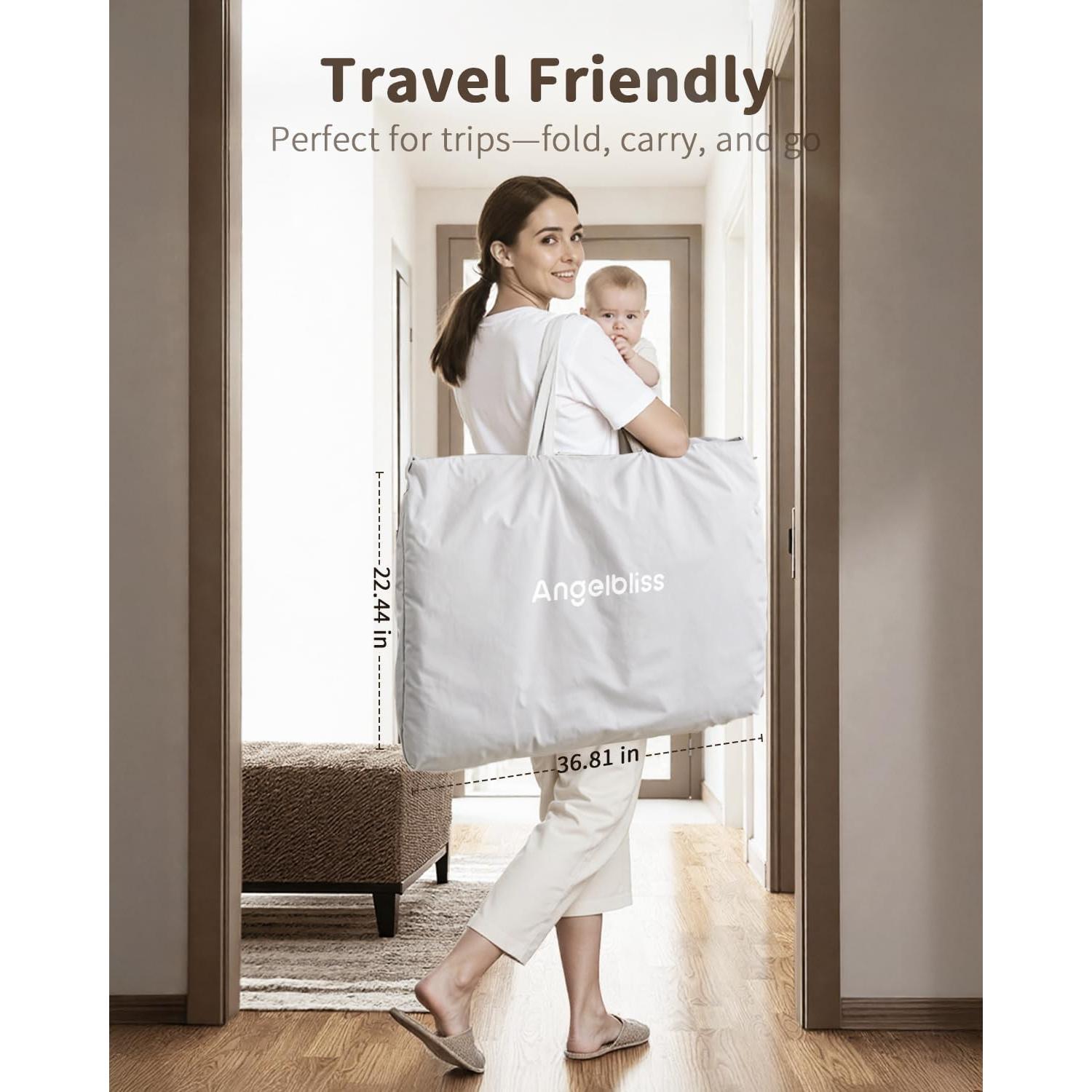 Cuna Plegable 3 en 1 ANGELBLISS con Altura Ajustable y Malla