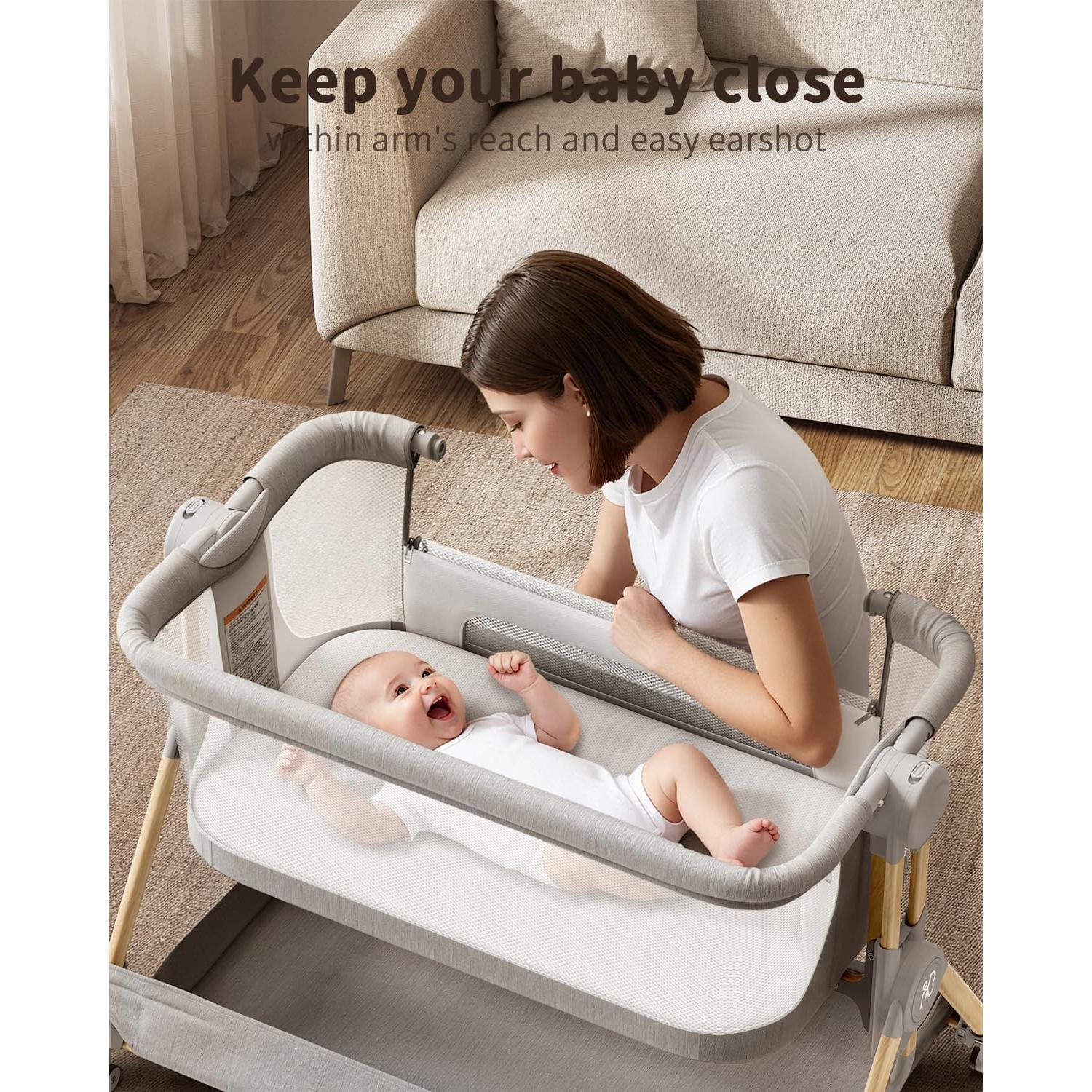 Cuna Plegable 3 en 1 ANGELBLISS con Altura Ajustable y Malla