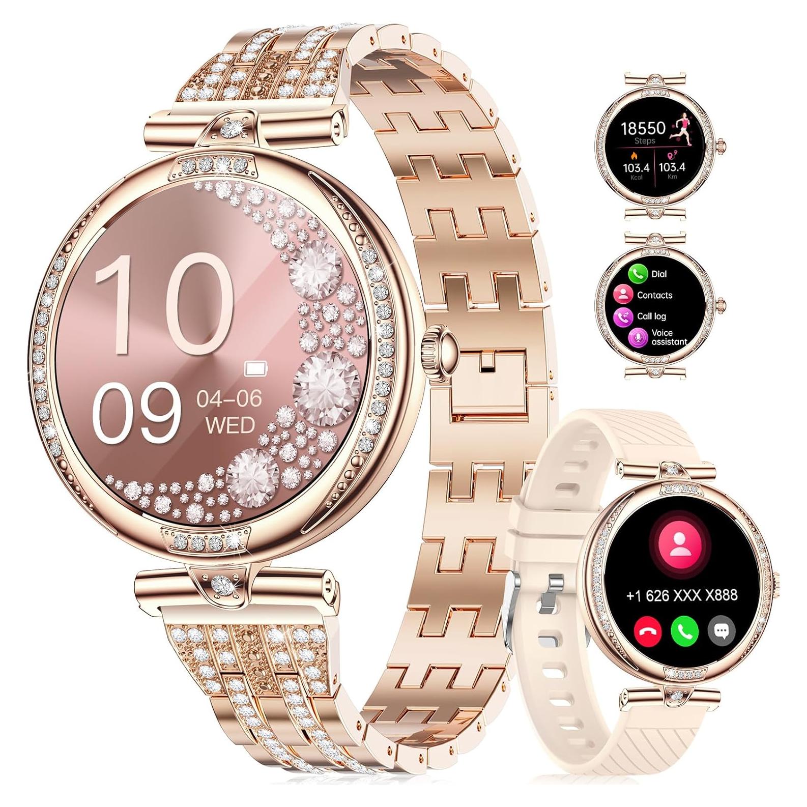 Reloj Inteligente LIGE FV4 Oro Rosa con Diamantes 1.19" AMOLED