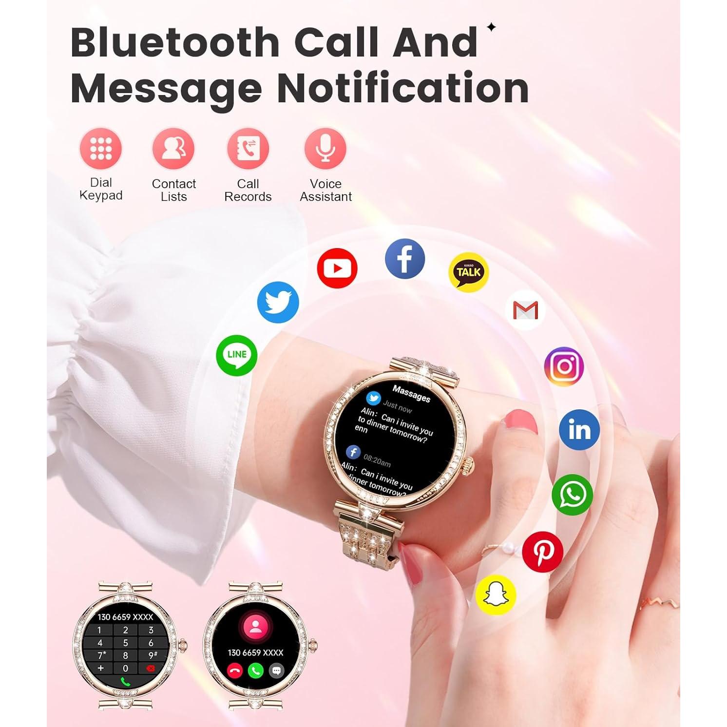 Reloj Inteligente LIGE FV4 Oro Rosa con Diamantes 1.19" AMOLED