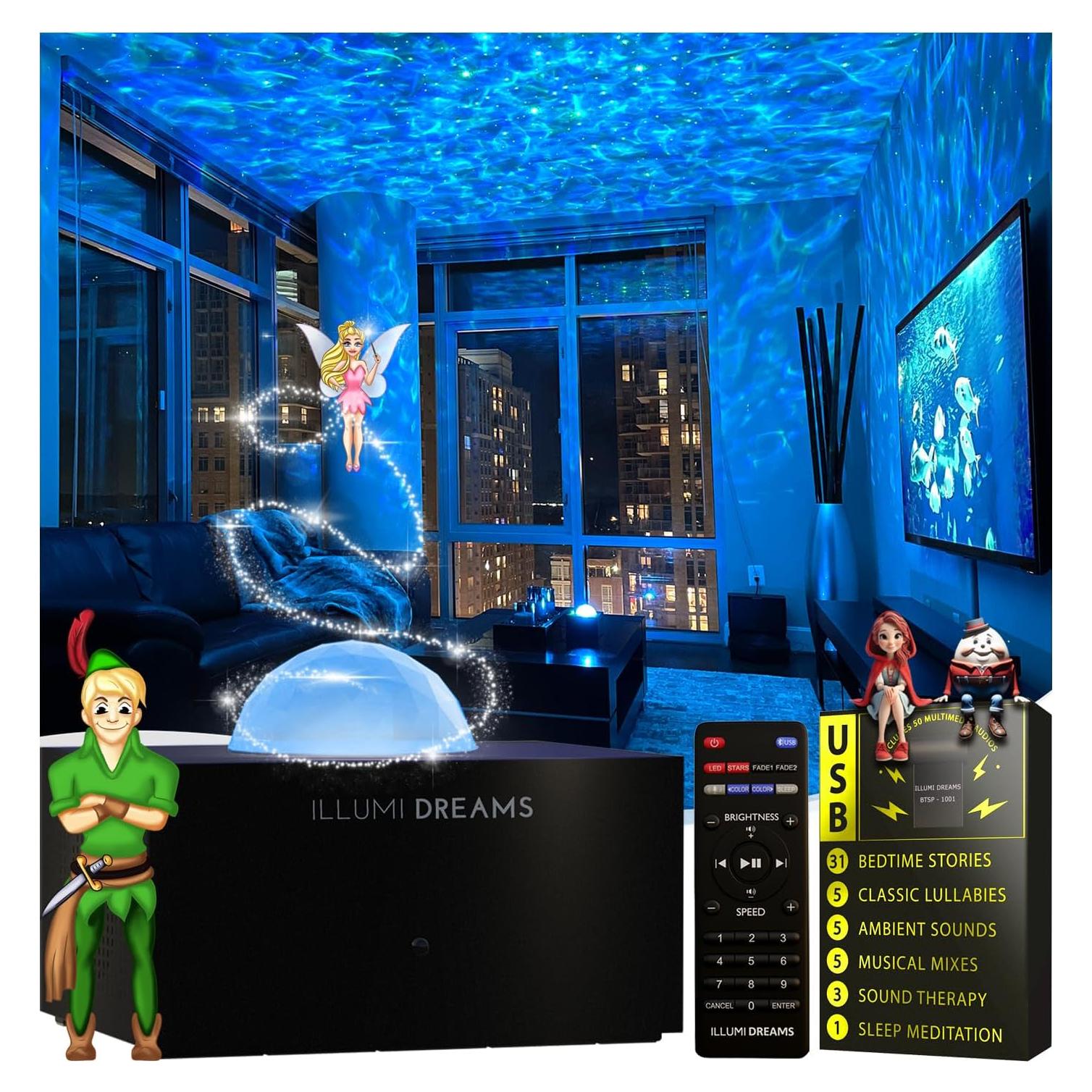 Proyector Estelar Illumi Dreams con 50 Cuentos y Control Remoto