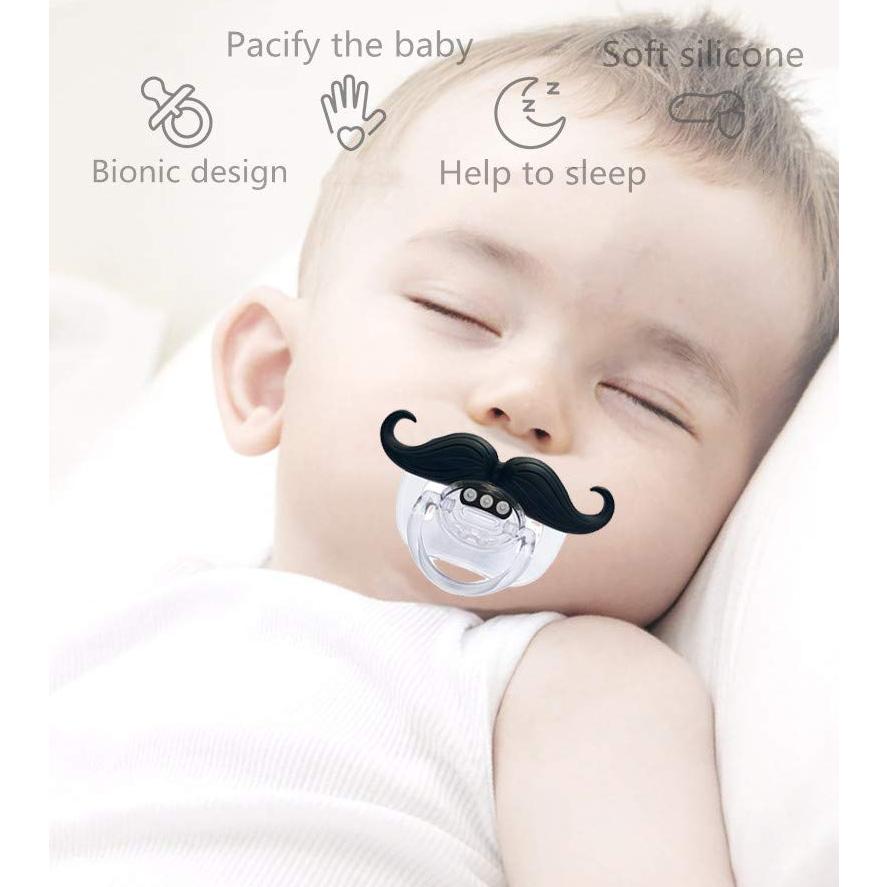 Chupete Ortodóntico Divertido Bigote Bebés 0-6 Meses - 2 Unidades