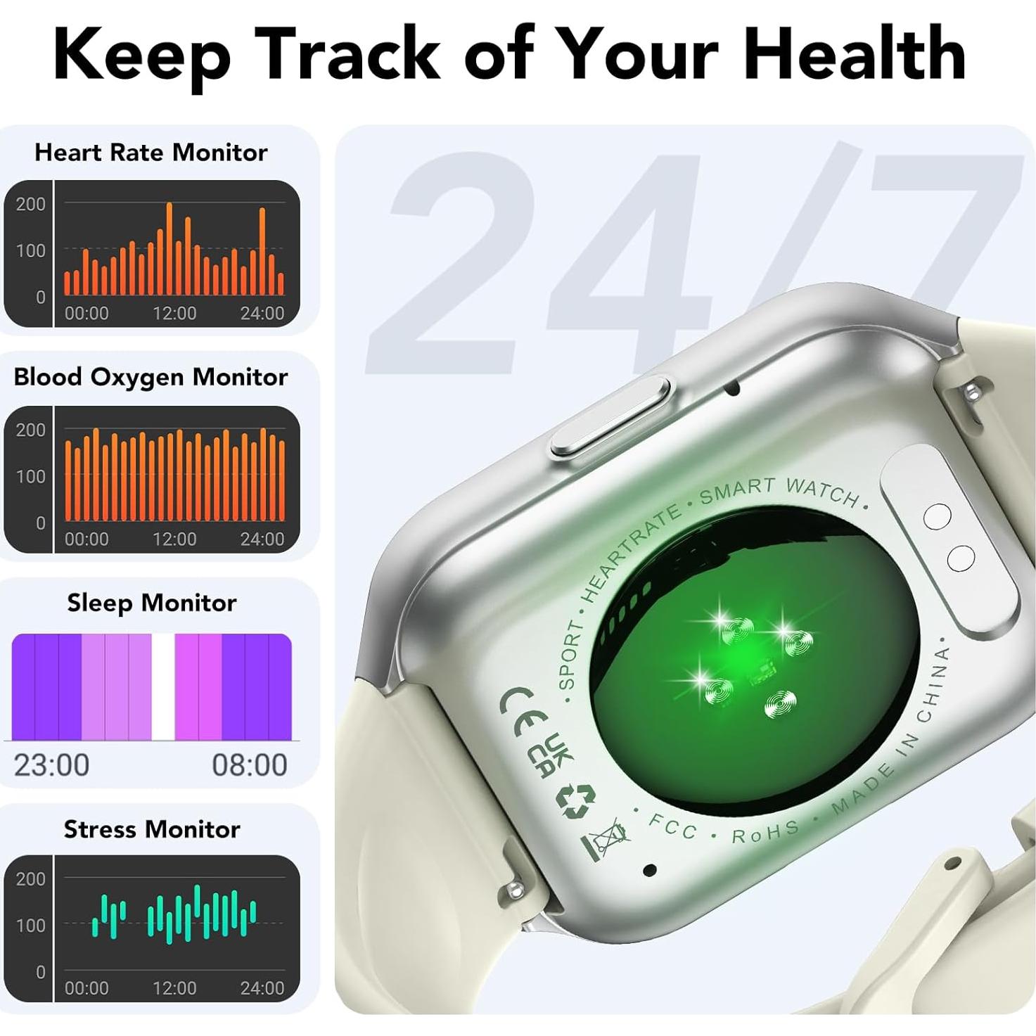 Reloj Inteligente CASCHO P98 1.96" HD Fitness IP68 Beige