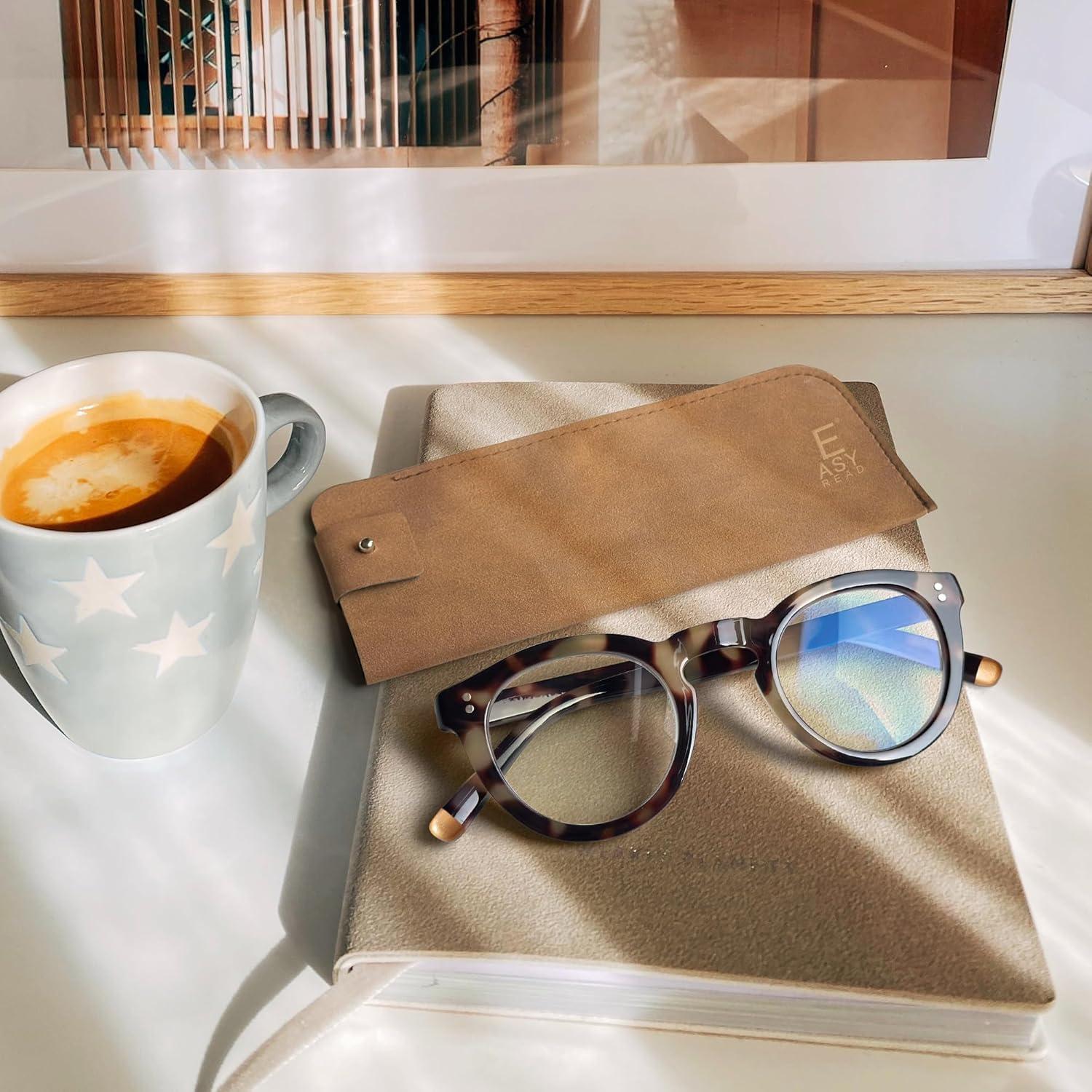 EASY READ Retro Round Blue Light Blocking Reading Glasses for Women, Anti UV Readers for Women Computer Eyeglasses Clara