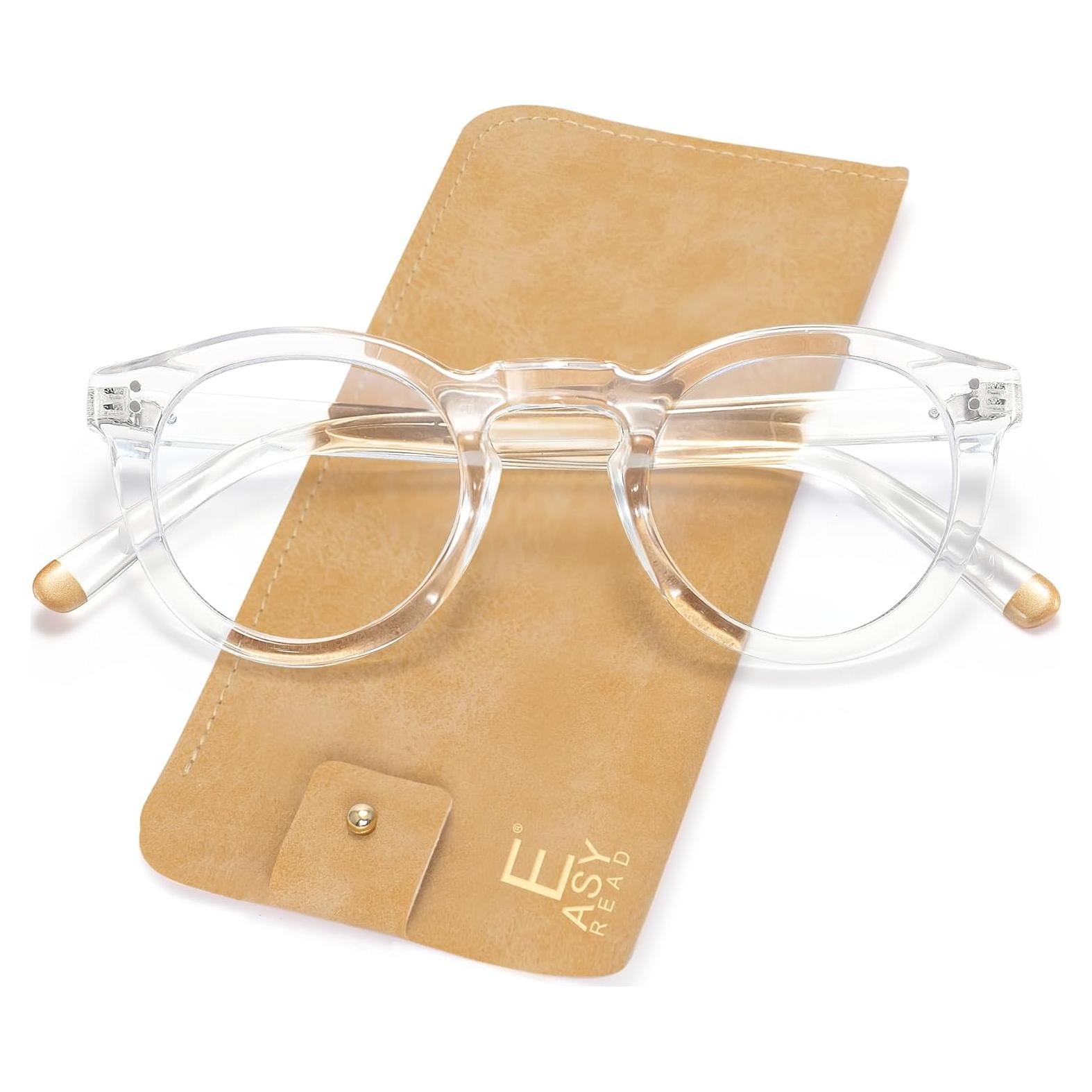 EASY READ Retro Round Blue Light Blocking Reading Glasses for Women, Anti UV Readers for Women Computer Eyeglasses Clara