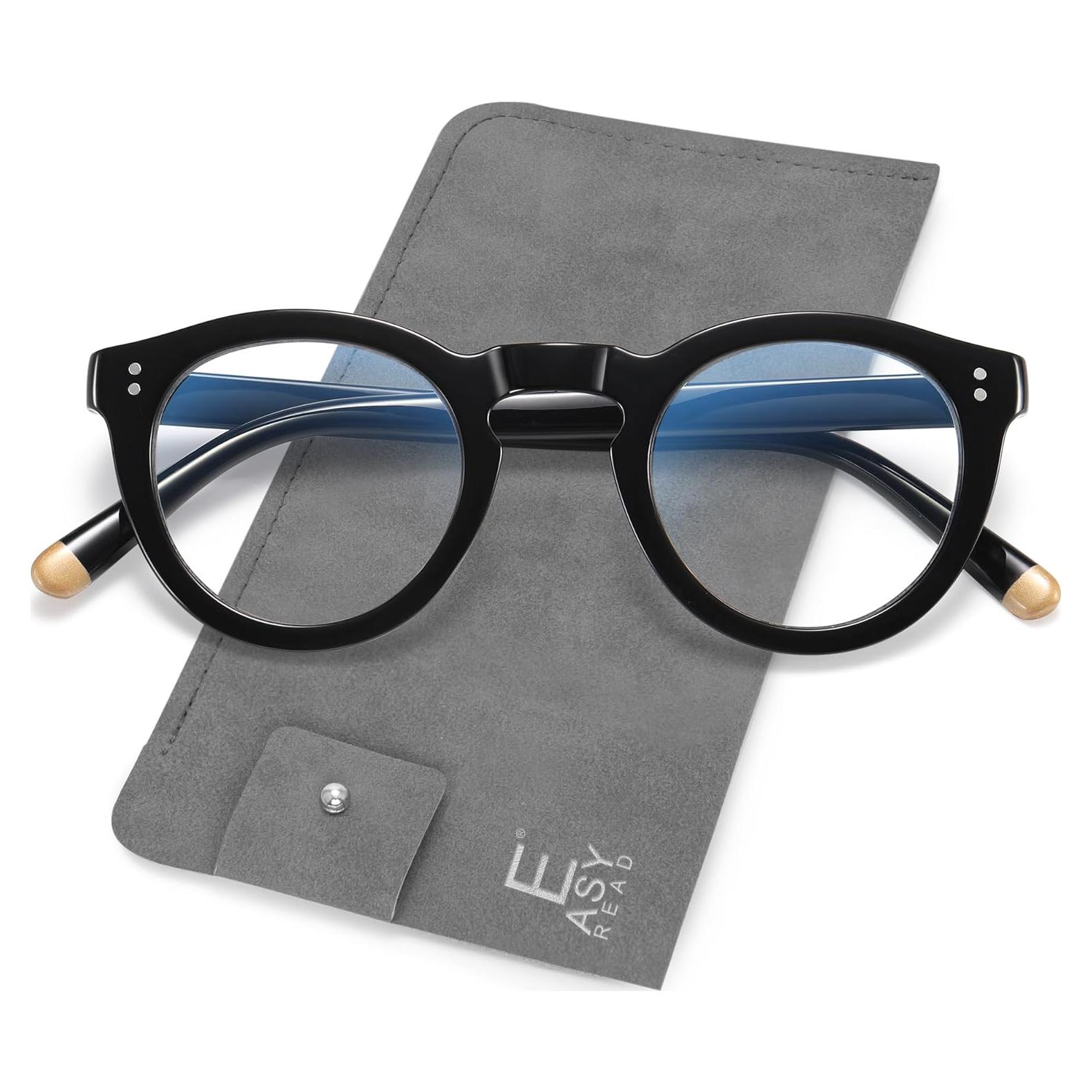 EASY READ Retro Round Blue Light Blocking Reading Glasses for Women, Anti UV Readers for Women Computer Eyeglasses Clara