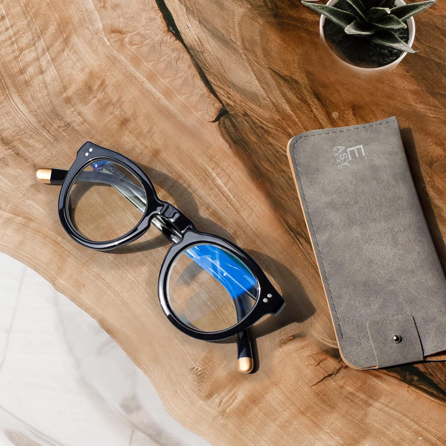 EASY READ Retro Round Blue Light Blocking Reading Glasses for Women, Anti UV Readers for Women Computer Eyeglasses Clara