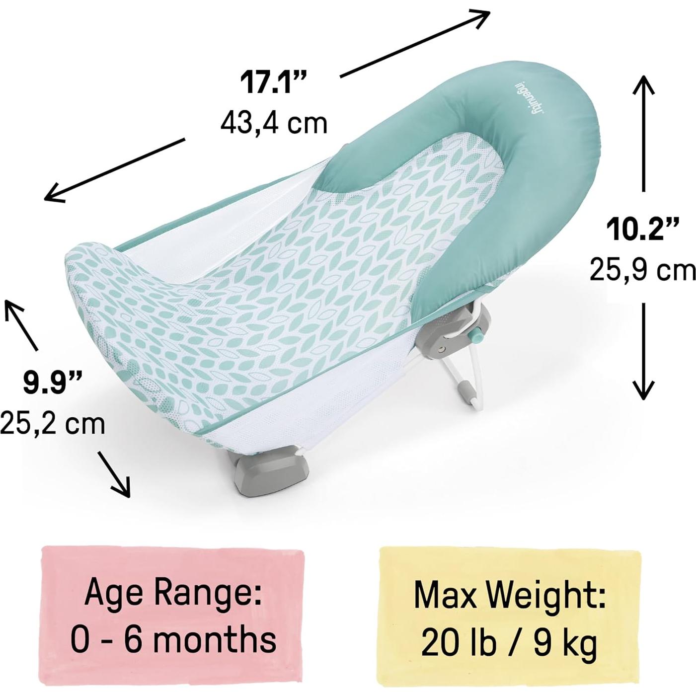 Ingenuity Soporte de Baño Plegable Verde 2 Posiciones 0-6 Meses