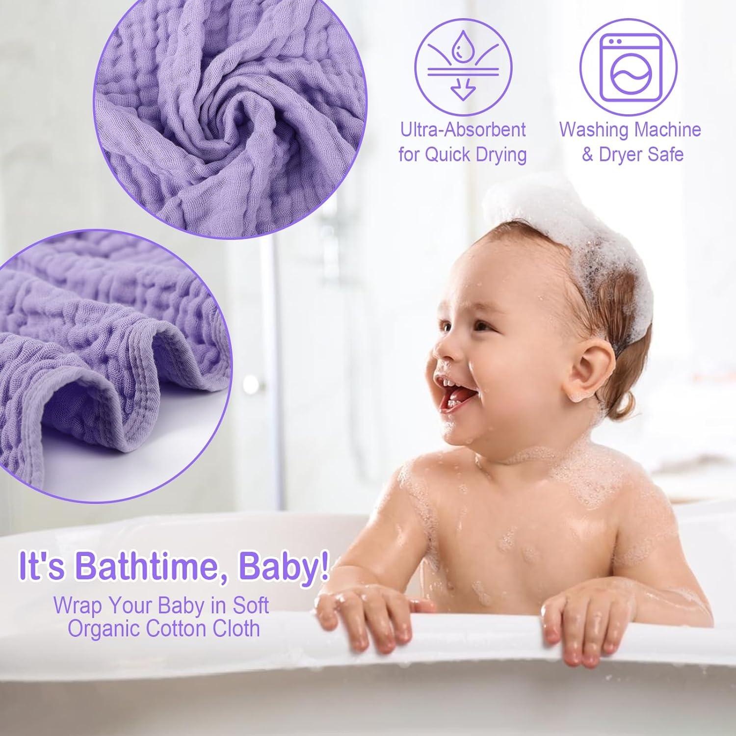 Toallas de bebé Synrroe de muselina con capucha 2 Pack 81x81 cm