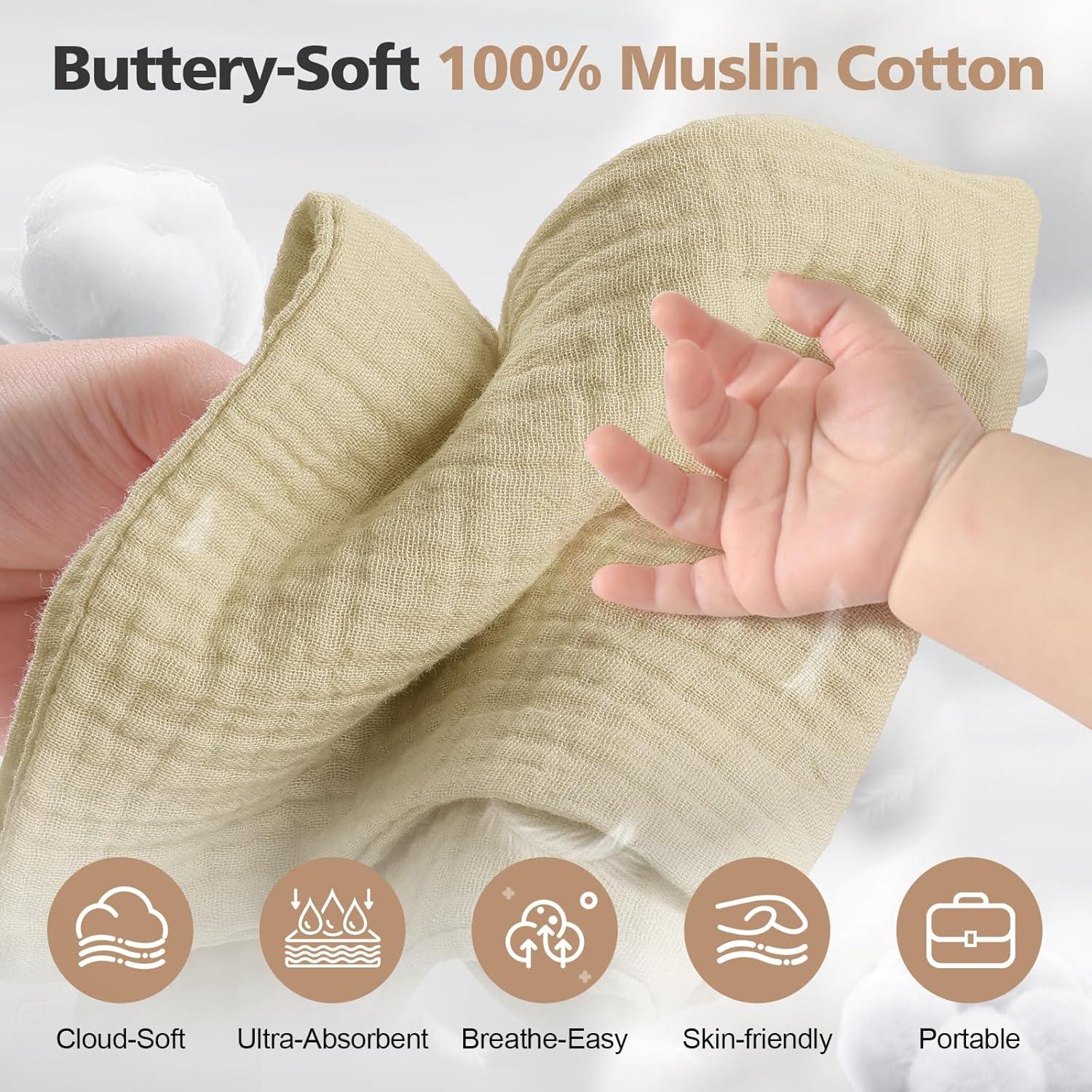 Paños de Baño MUKIN para Bebés 5 Piezas Algodón 30x30 cm