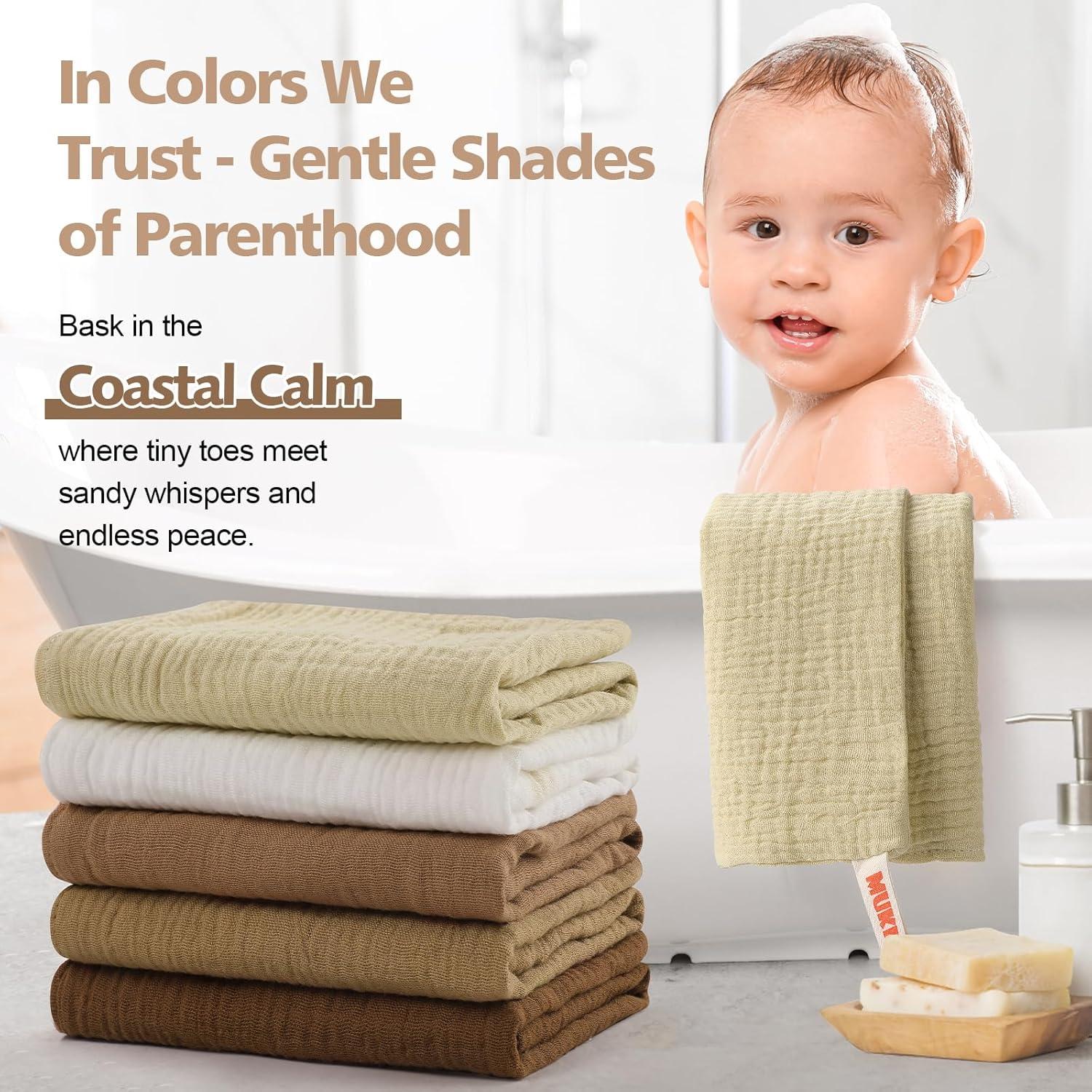 Paños de Baño MUKIN para Bebés 5 Piezas Algodón 30x30 cm