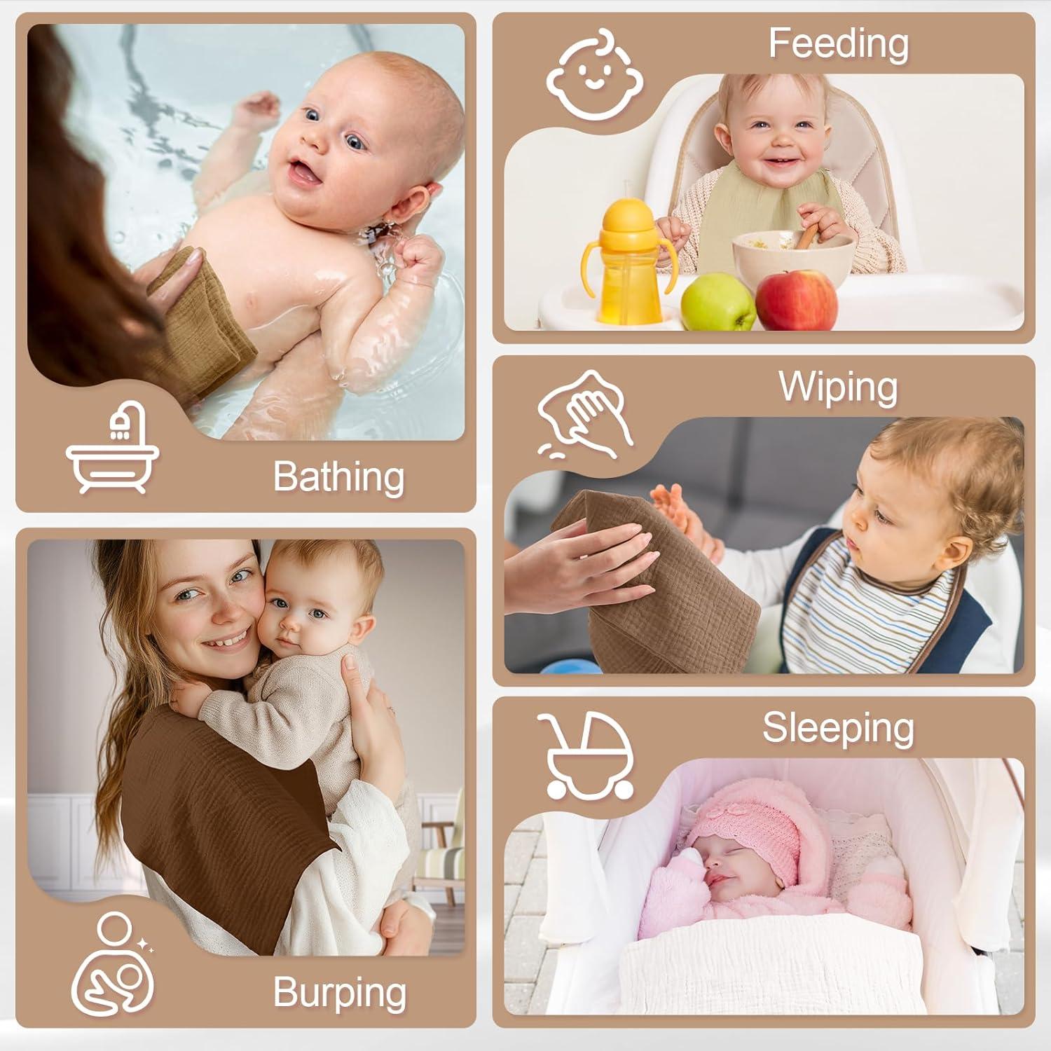 Paños de Baño MUKIN para Bebés 5 Piezas Algodón 30x30 cm