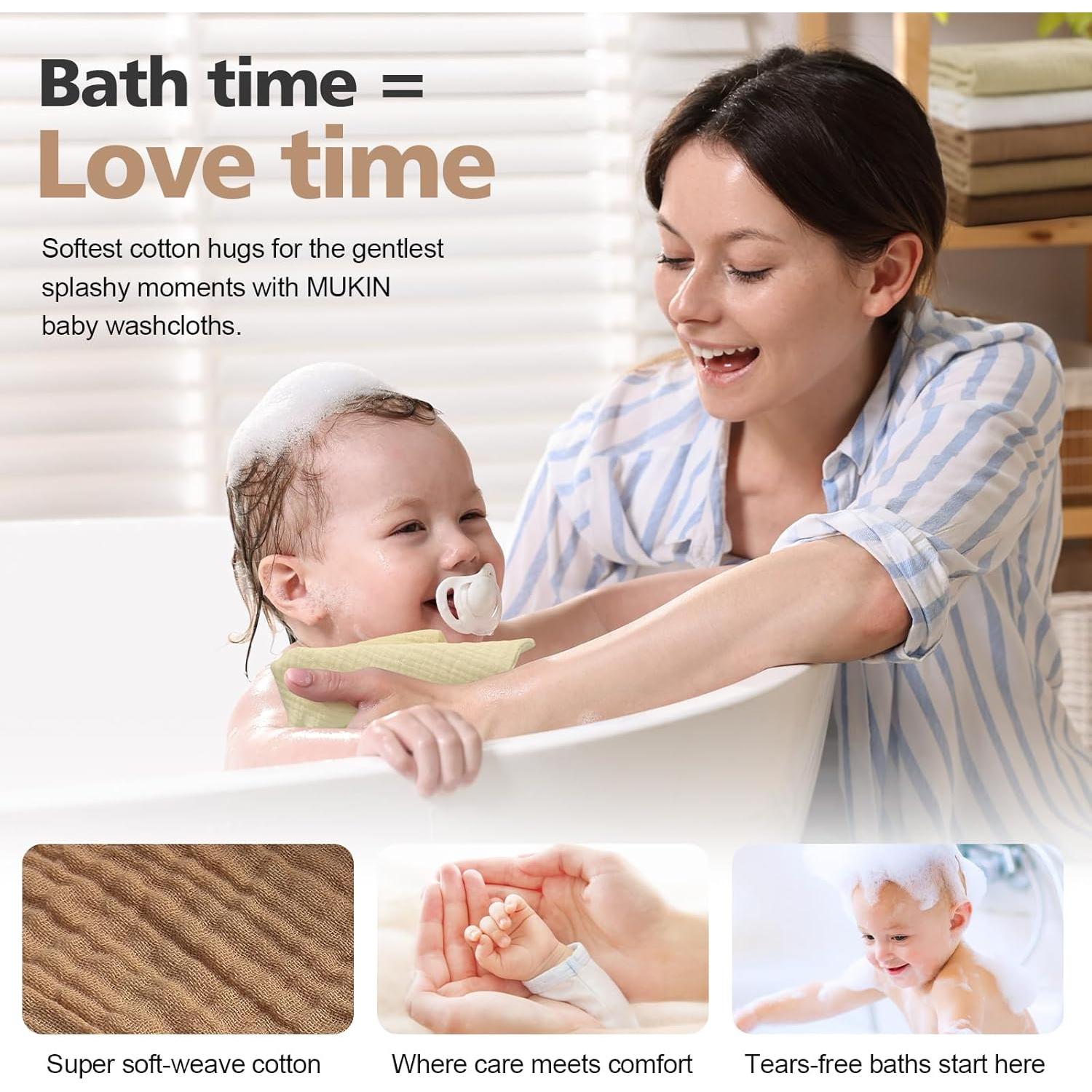 Paños de Baño MUKIN para Bebés 5 Piezas Algodón 30x30 cm