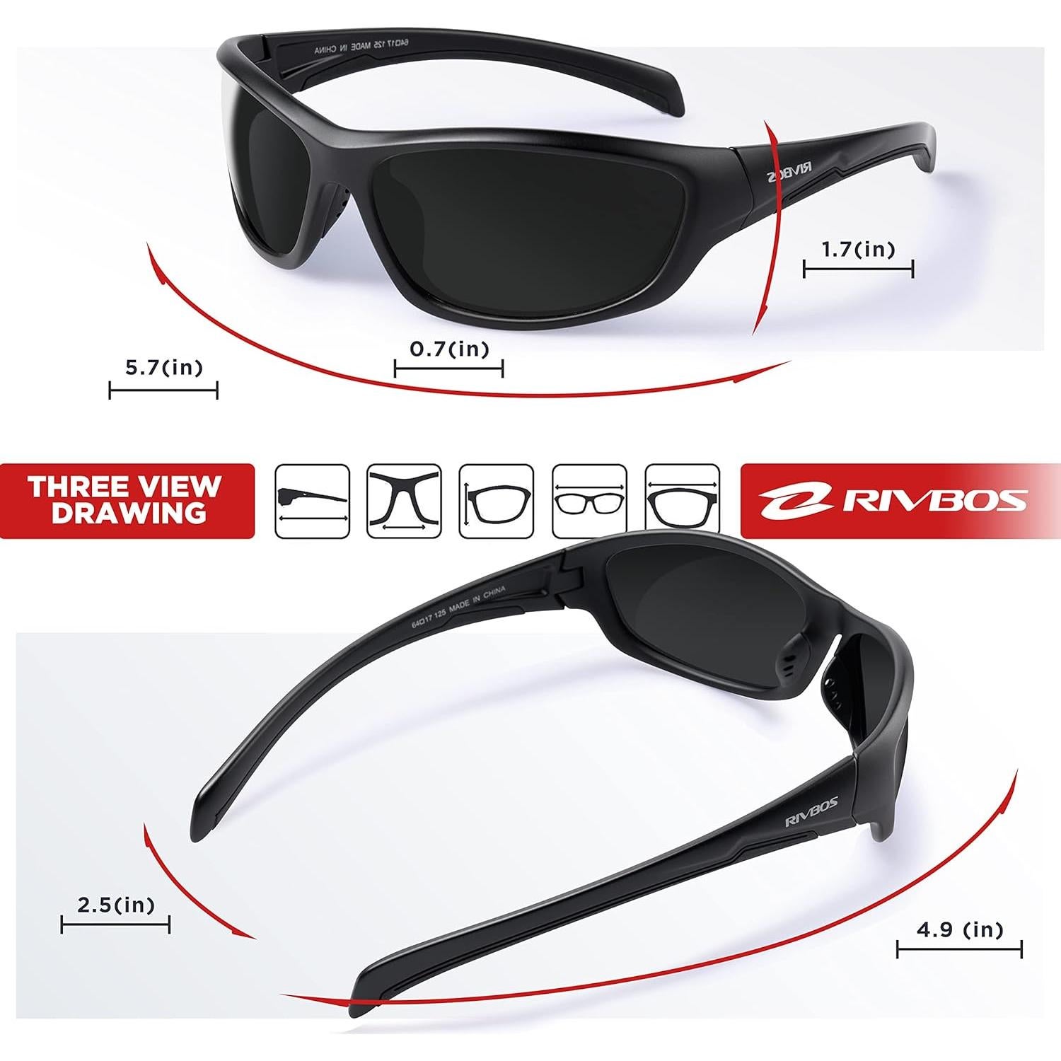 Gafas de sol RIVBOS polarizadas UV400 para deportes y aire libre