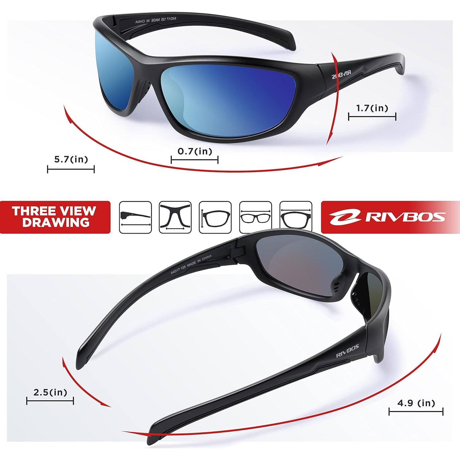 Gafas de sol RIVBOS polarizadas UV400 para deportes y aire libre