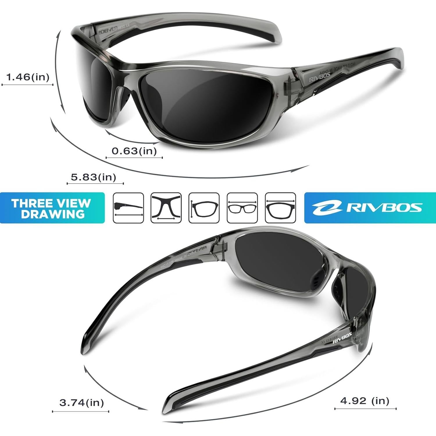 Gafas de sol RIVBOS polarizadas UV400 para deportes y aire libre