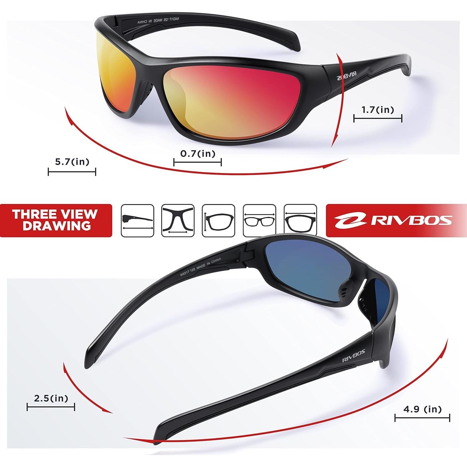 Gafas de sol RIVBOS polarizadas UV400 para deportes y aire libre