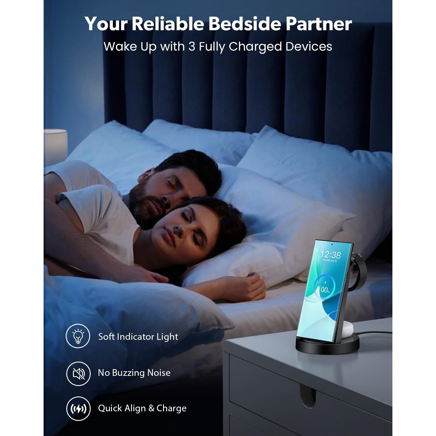 Cargador Inalámbrico 3 en 1 Samsung Galaxy S23 S24 S25