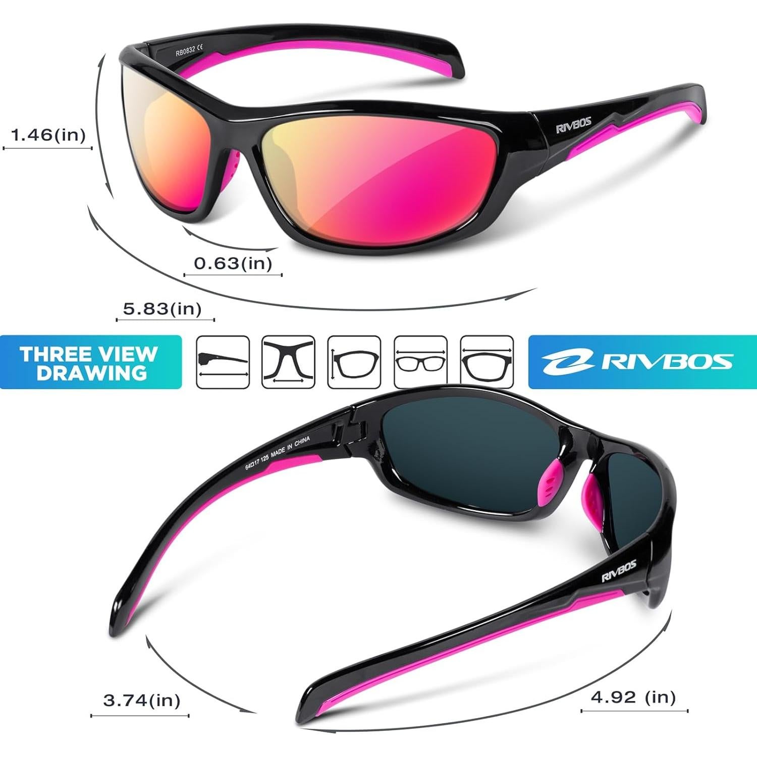 Gafas de sol RIVBOS polarizadas UV400 para deportes y aire libre