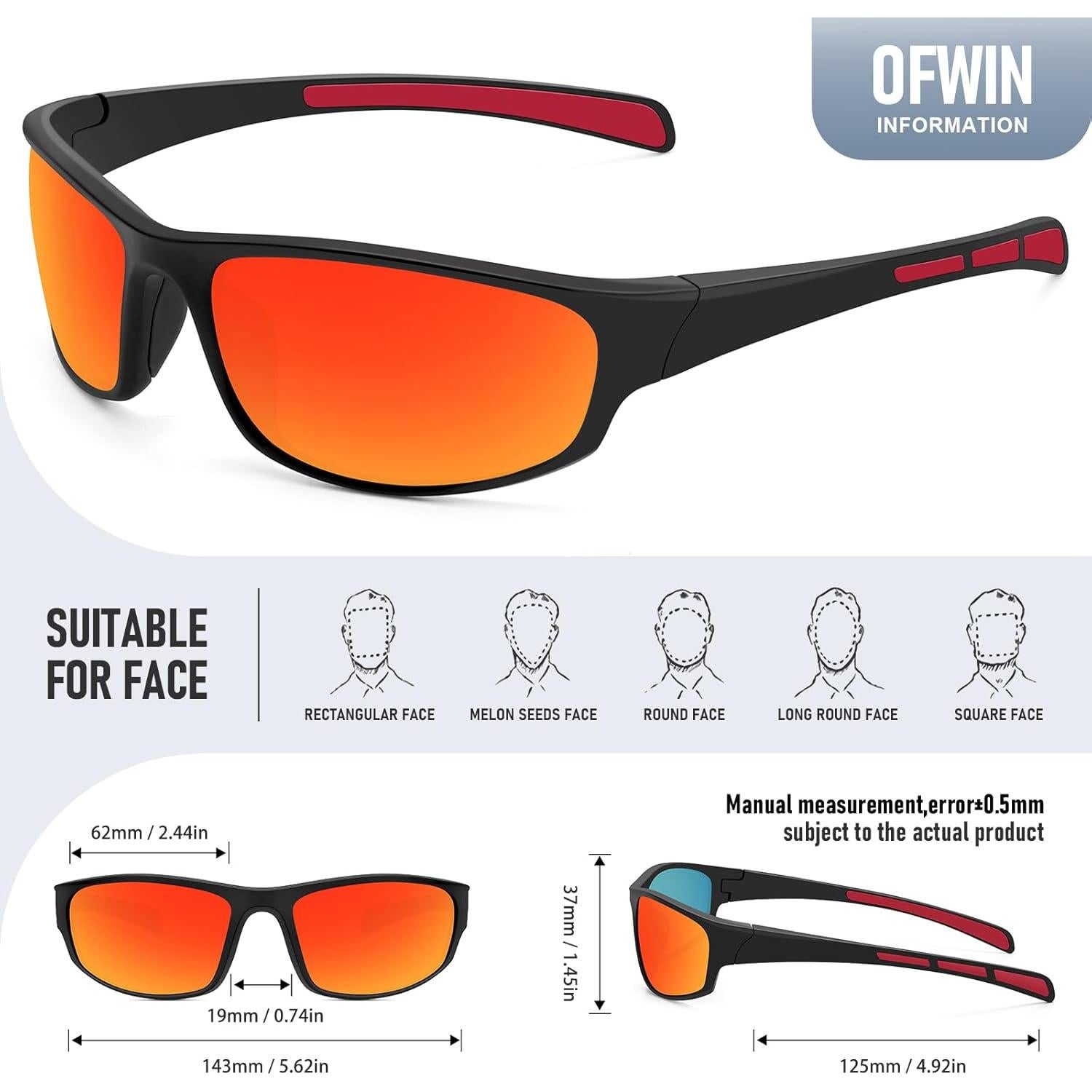 Gafas de sol deportivas OFWIN UV400 polarizadas unisex