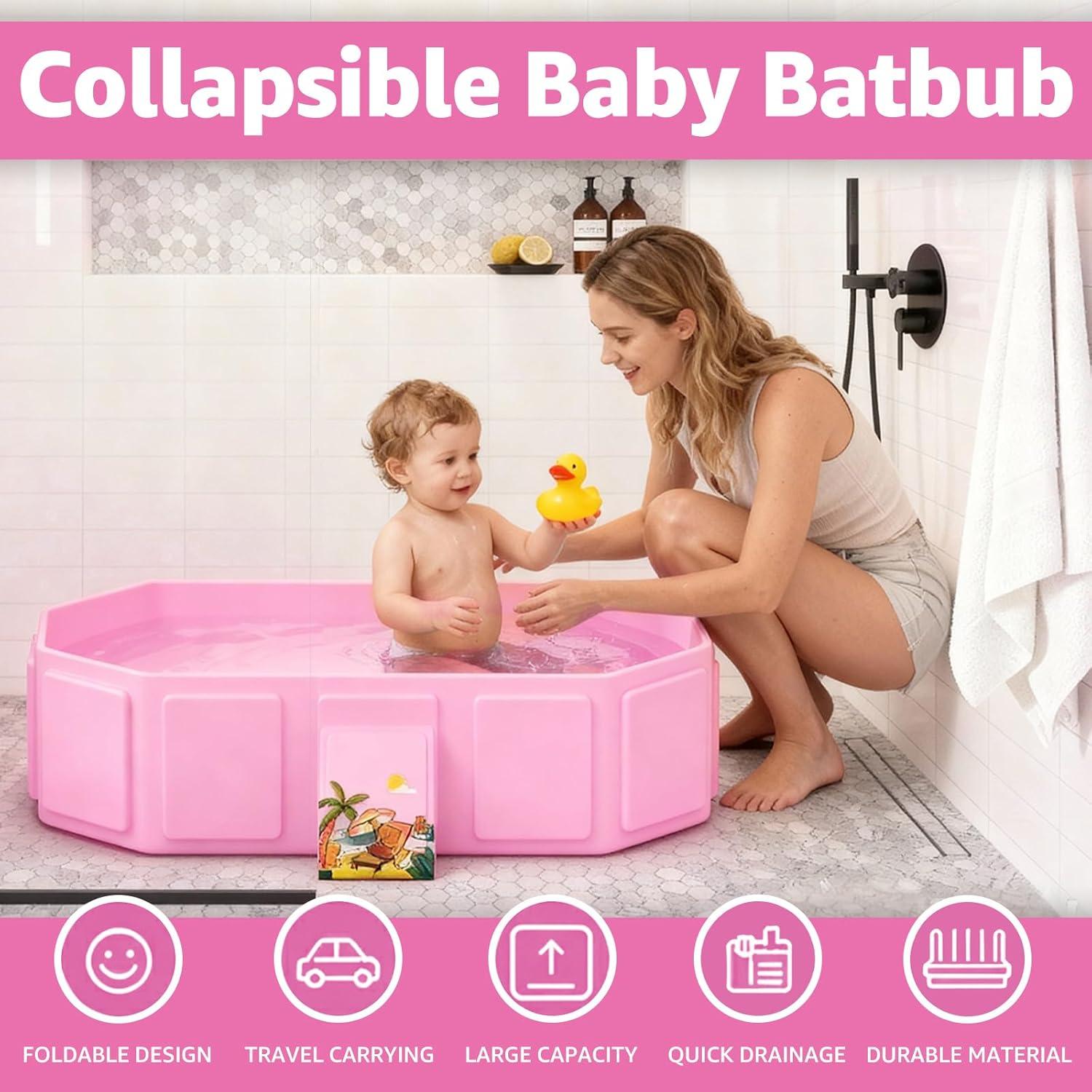Bañera Plegable para Bebés Haikou 80x65 cm Rosa