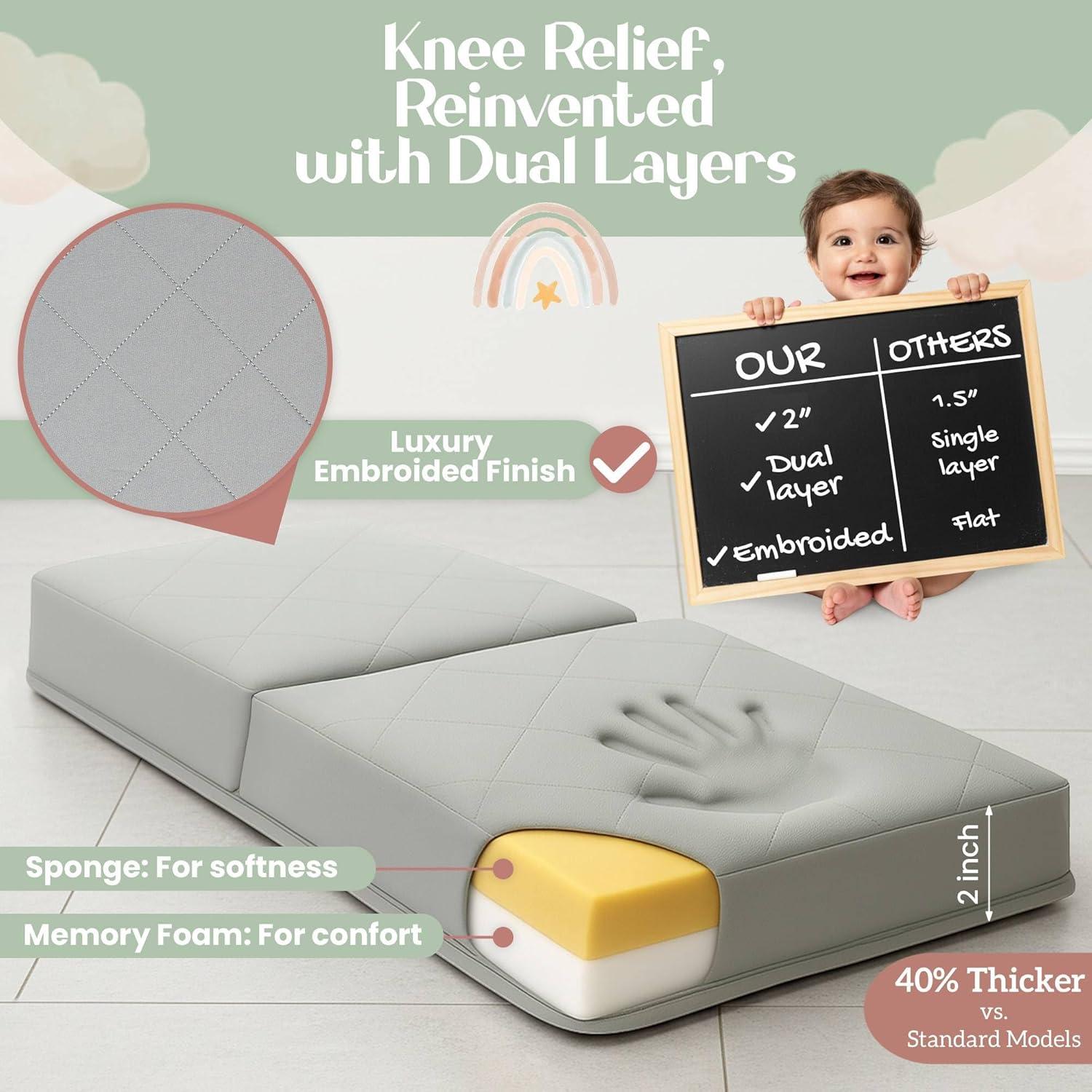 Almohadilla para Rodillas Bornealand® con Toalla Capucha - Gris