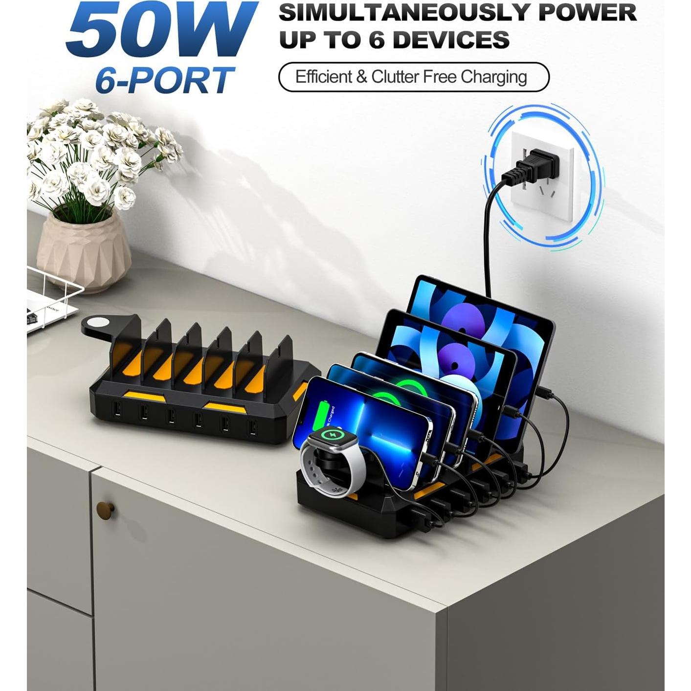 Estación de Carga 6 en 1 Honcila 50W para Múltiples Dispositivos