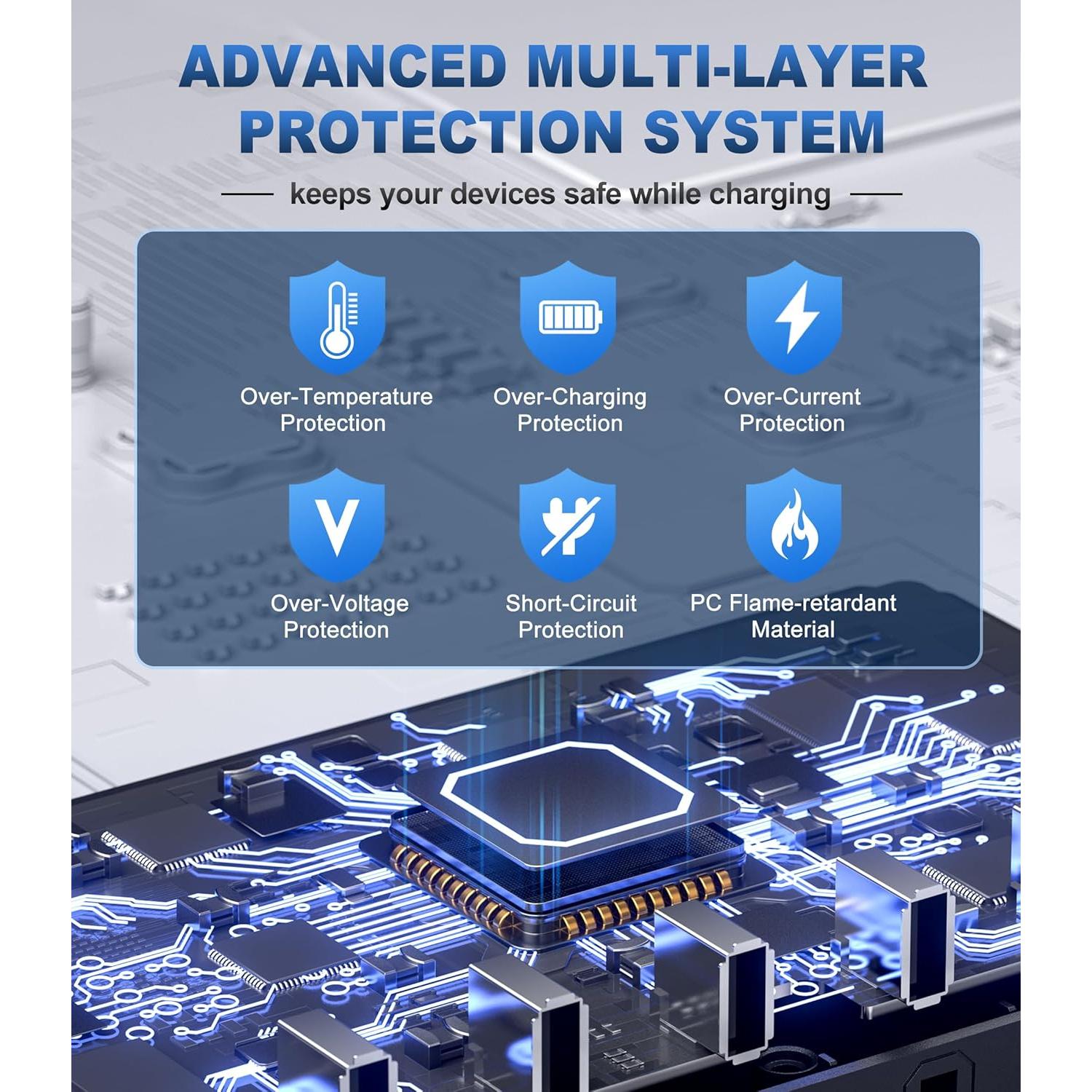 Estación de Carga 6 en 1 Honcila 50W para Múltiples Dispositivos