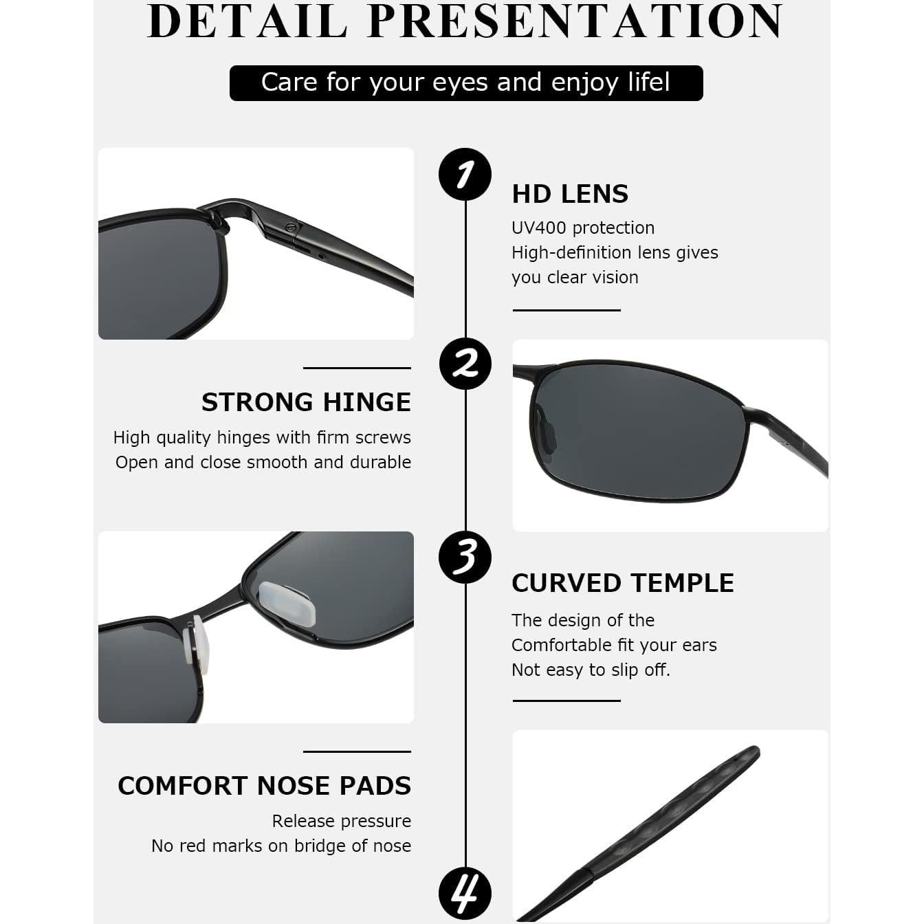 Gafas de sol AEVOGUE Vision metal rectangular UV400