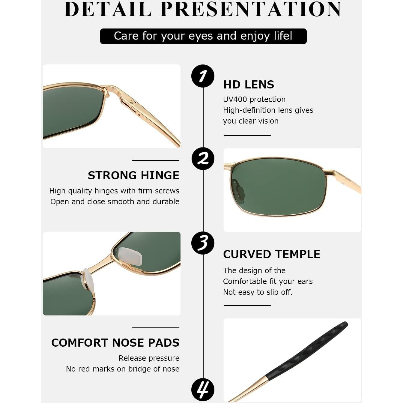 Gafas de sol AEVOGUE Vision oro polarizadas 59mm UV400