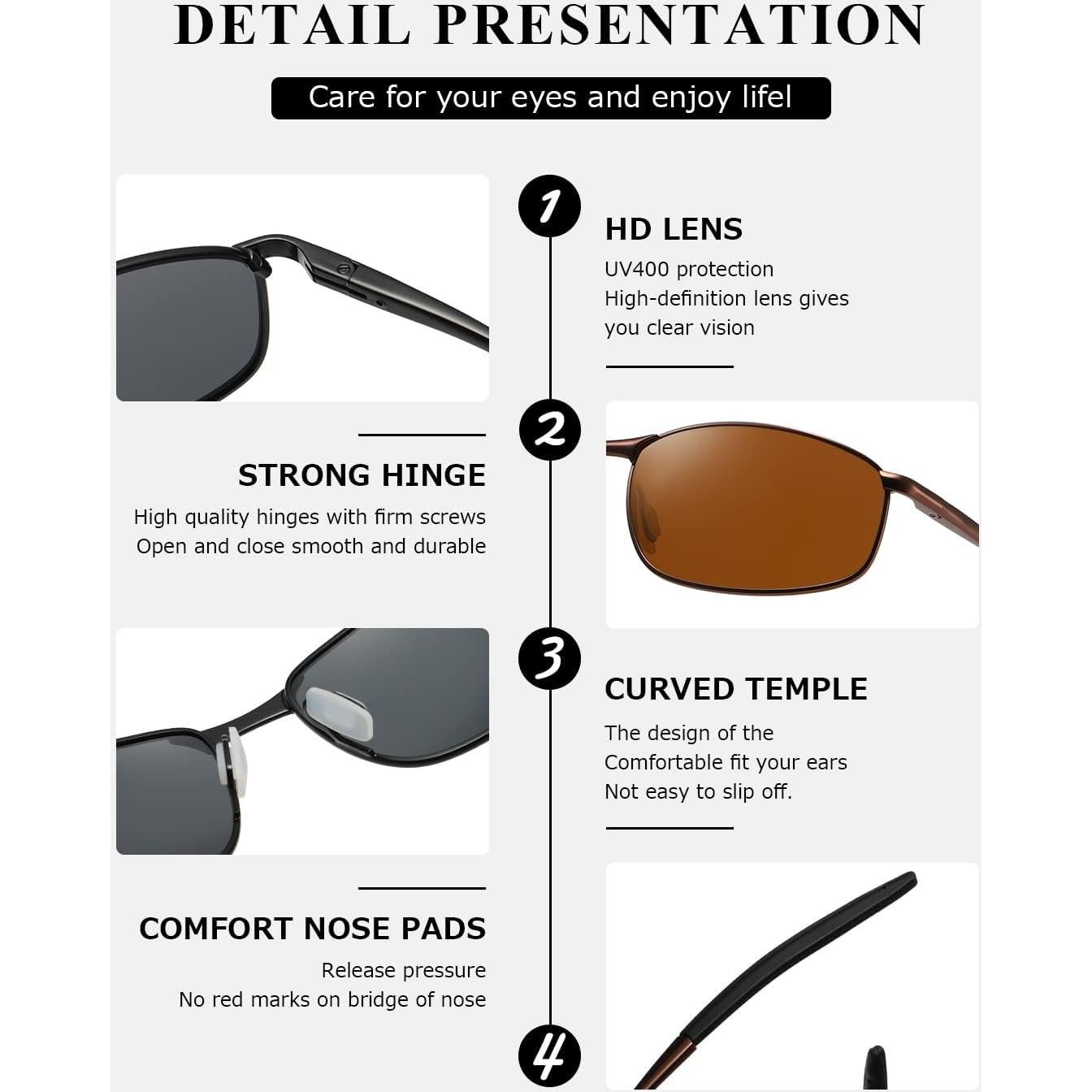 Gafas de sol AEVOGUE Vision retro metal negro 59mm UV400