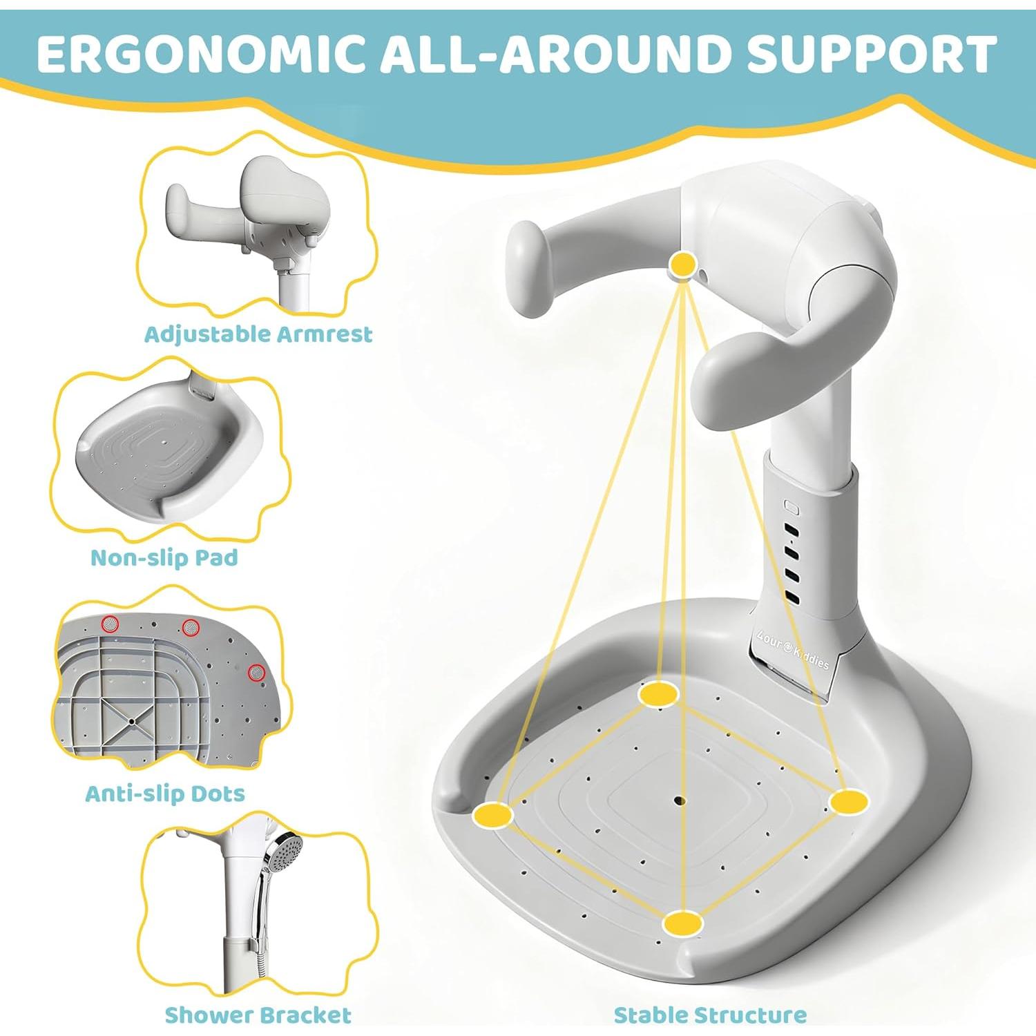 Soporte de Ducha Plegable 4our Kiddies para Bebés 8-36 Meses