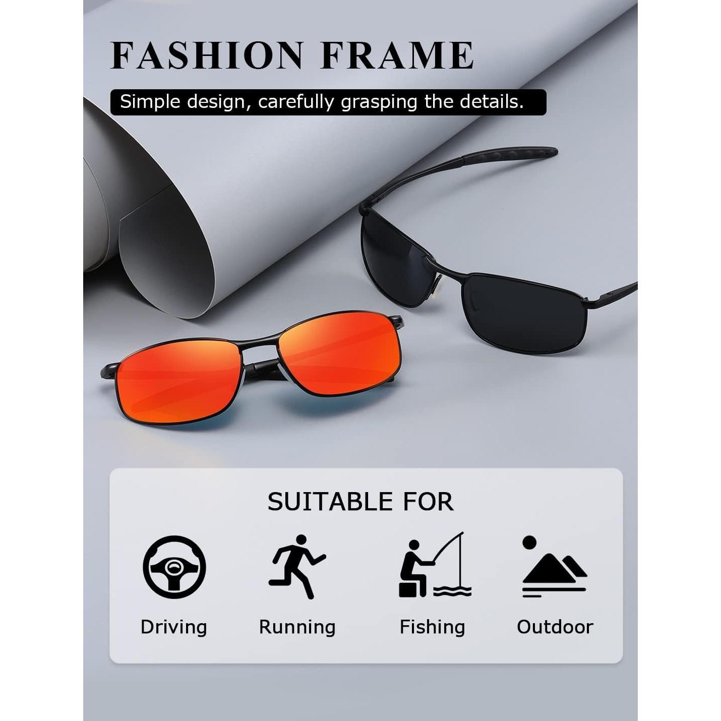 Gafas de sol AEVOGUE Vision retro metal negro lente espejo