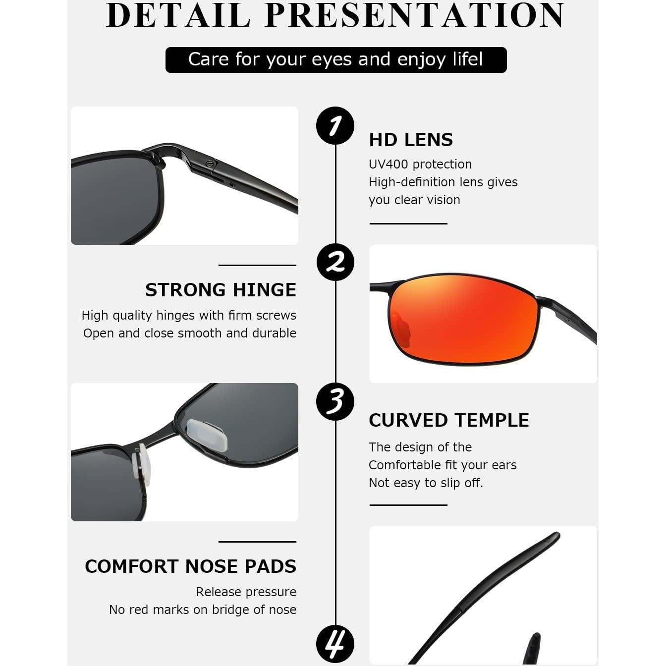 Gafas de sol AEVOGUE Vision retro metal negro lente espejo