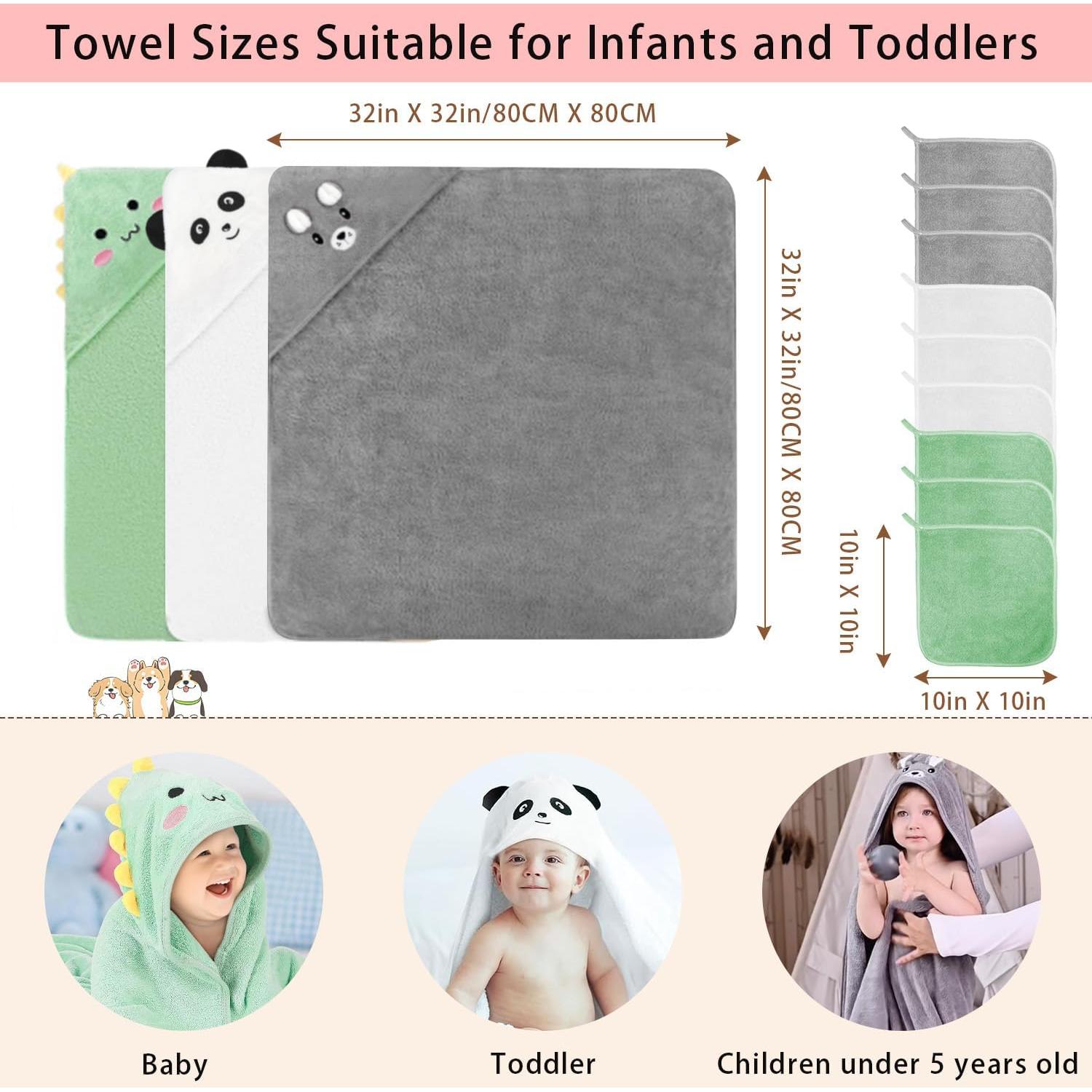 Juego de Toallas para Bebé GINUMWA 12 PCS Absorbentes 81x81 cm