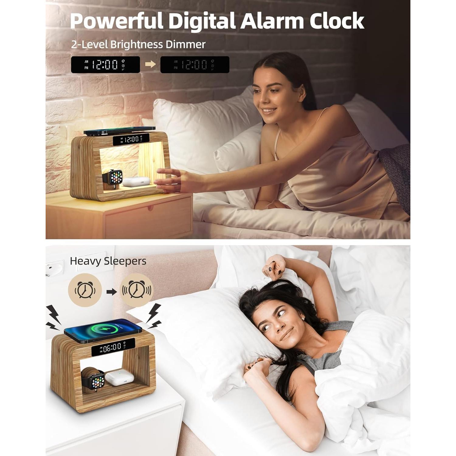 Estación de Carga Inalámbrica Alltripal con Reloj y Luz