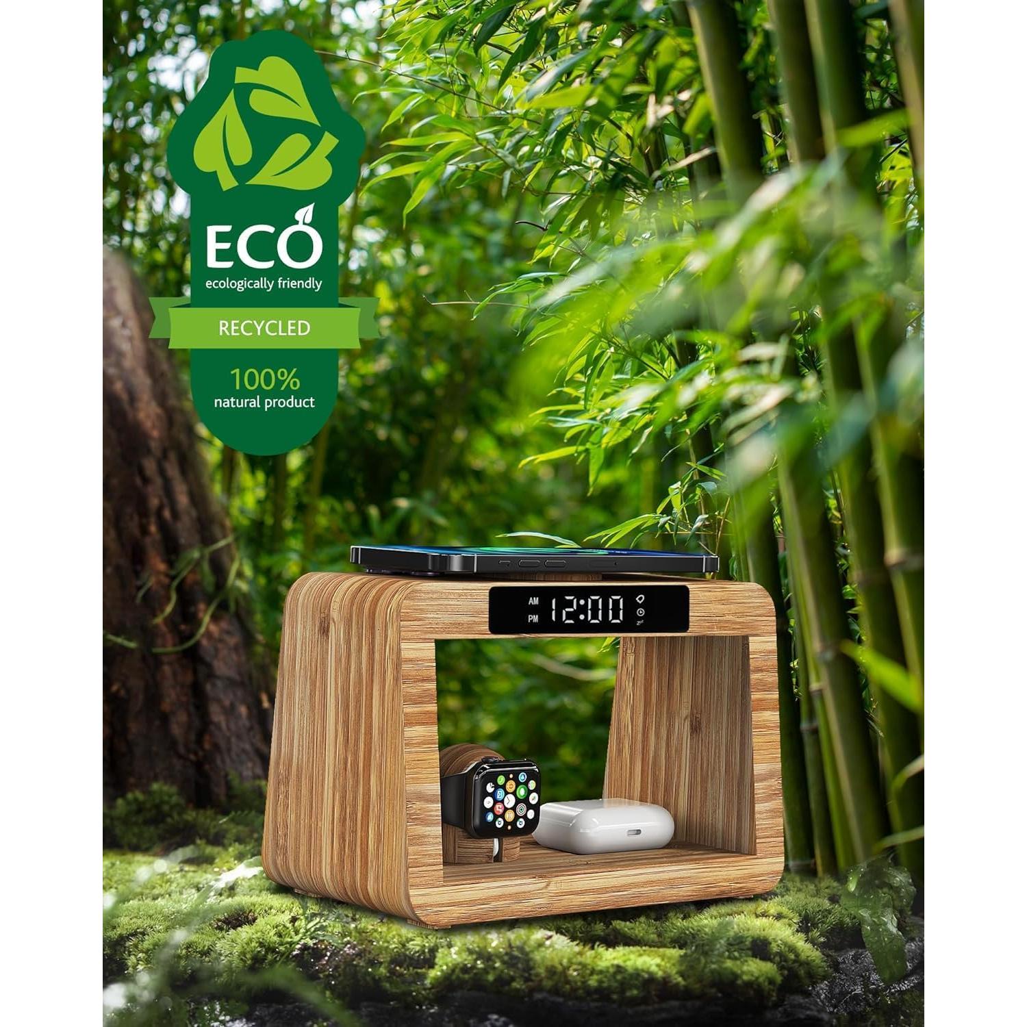 Estación de Carga Inalámbrica Alltripal con Reloj y Luz