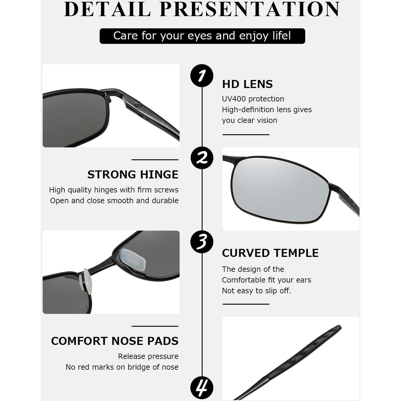 Gafas de sol AEVOGUE Vision metálicas UV400 para hombres