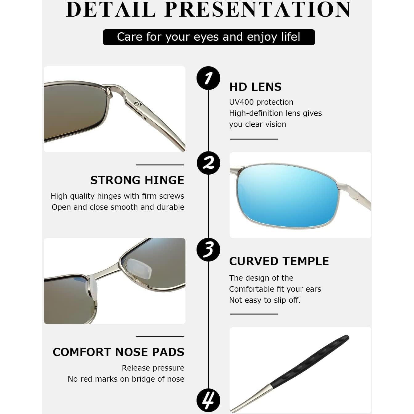 Gafas de sol AEVOGUE Vision metálicas UV400 para hombres