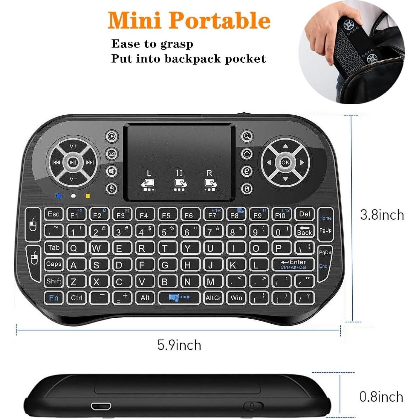 Mini Teclado Inalámbrico BIFANS con Touchpad Retroiluminado