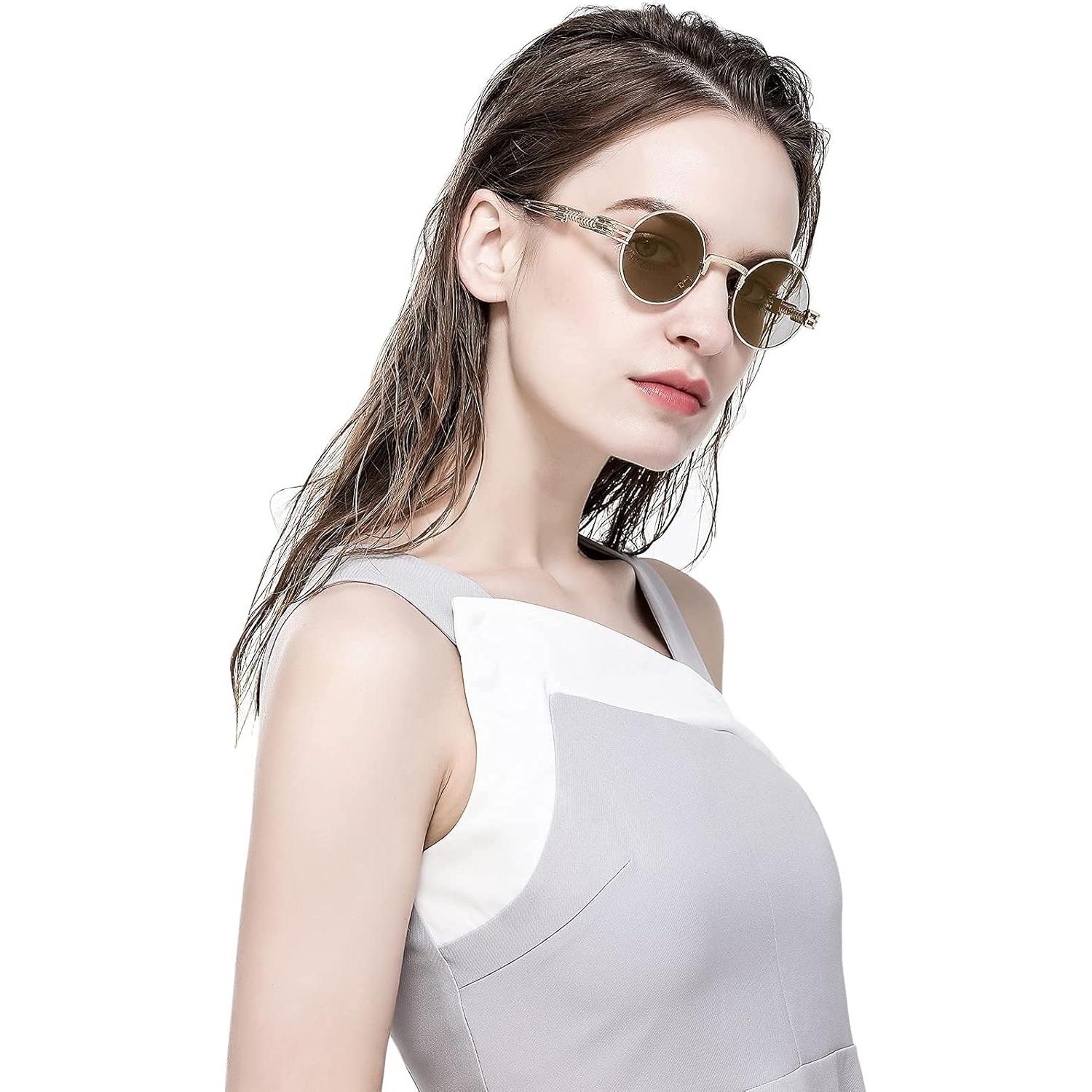 Gafas de sol redondas AIEYEZO steampunk 100% UV bloqueadores