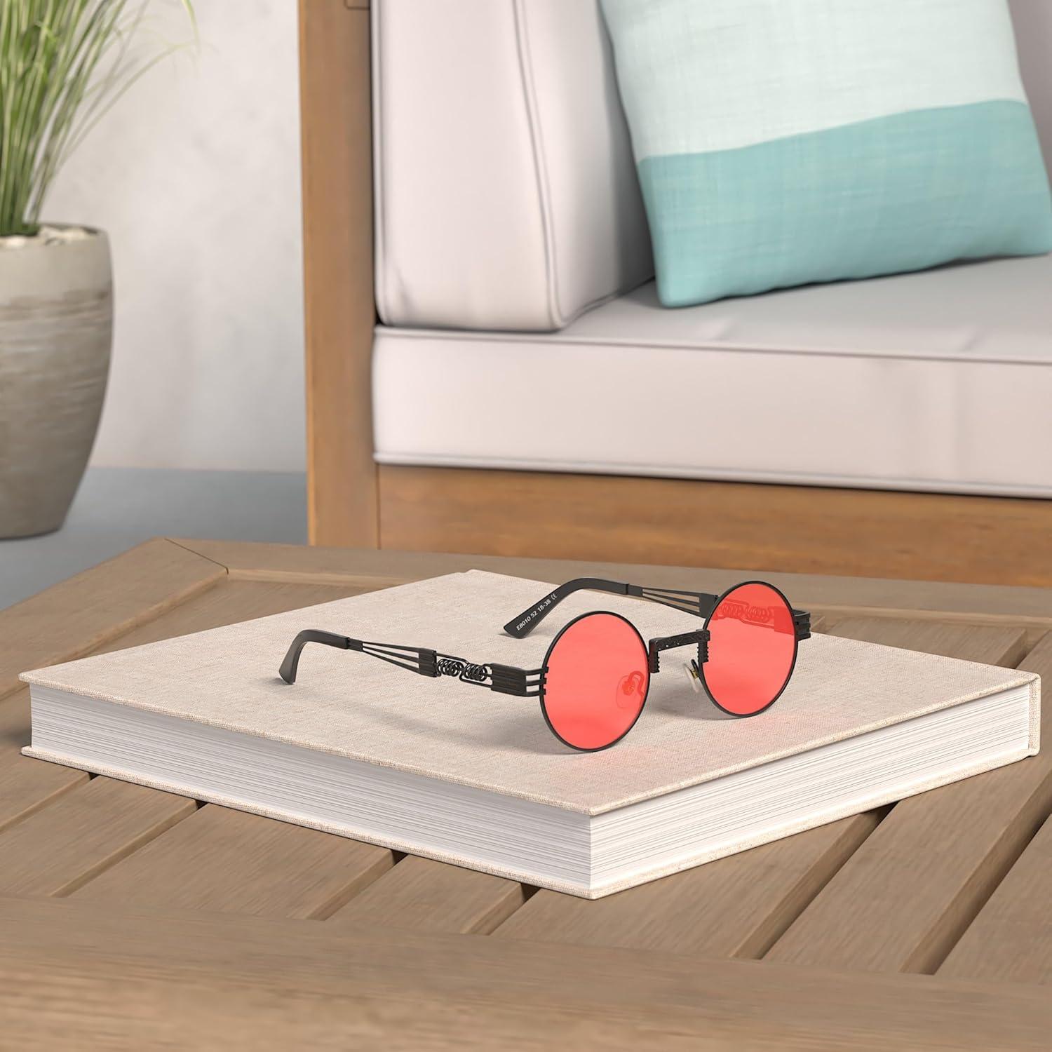 Gafas de sol redondas AIEYEZO steampunk 100% UV bloqueadas