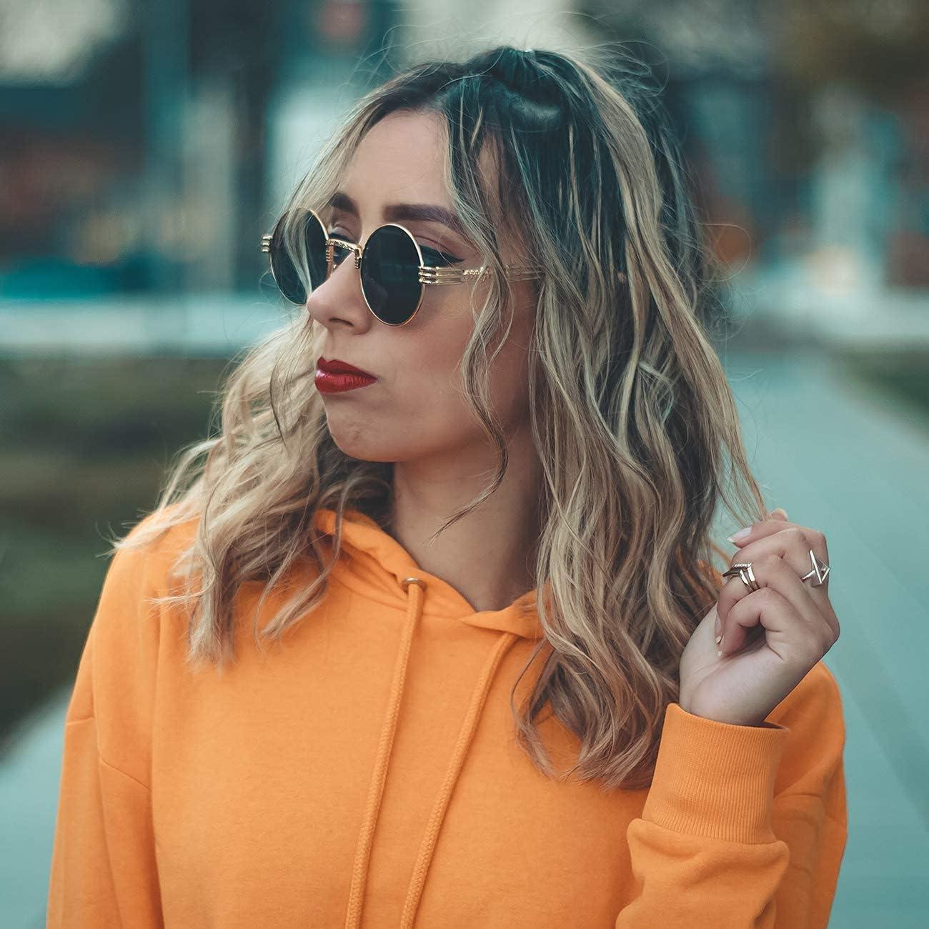 Gafas de sol redondas AIEYEZO steampunk 100% UV bloqueadas