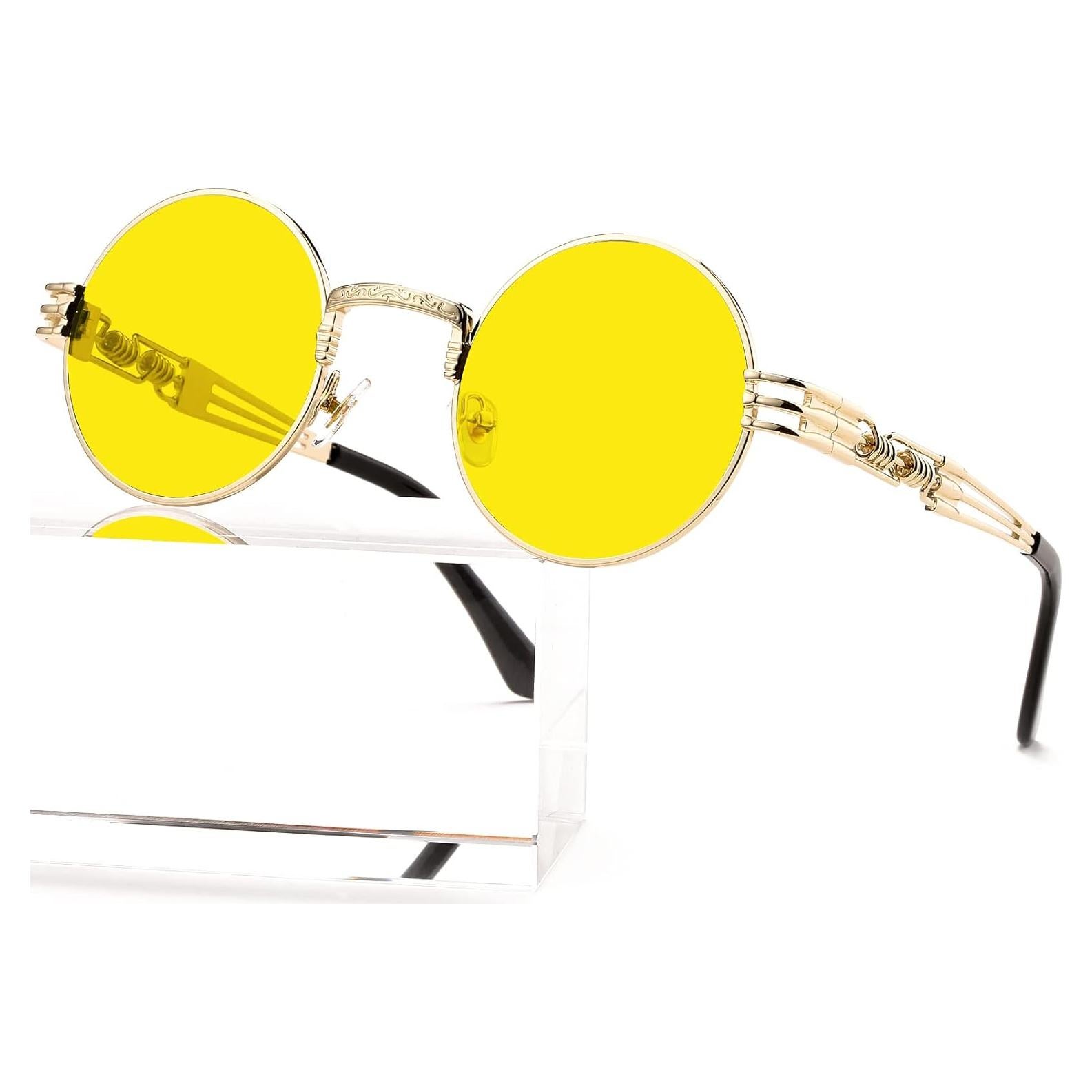 Gafas de sol redondas AIEYEZO metal UV 100% oro/amarillo