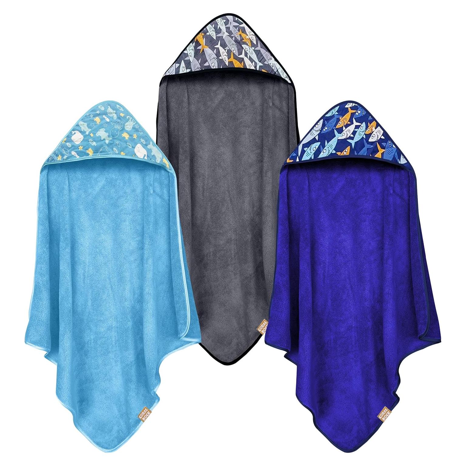 Juego de Toallas de Baño con Capucha Coral Dock 3 Piezas