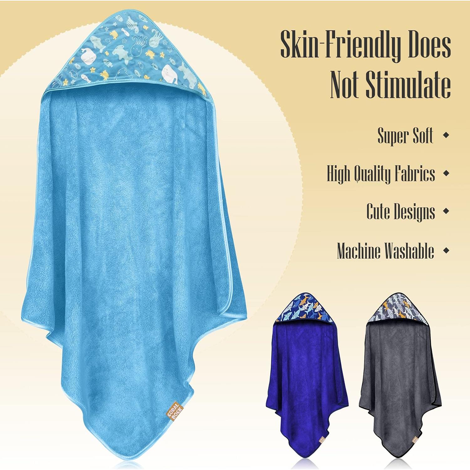 Juego de Toallas de Baño con Capucha Coral Dock 3 Piezas