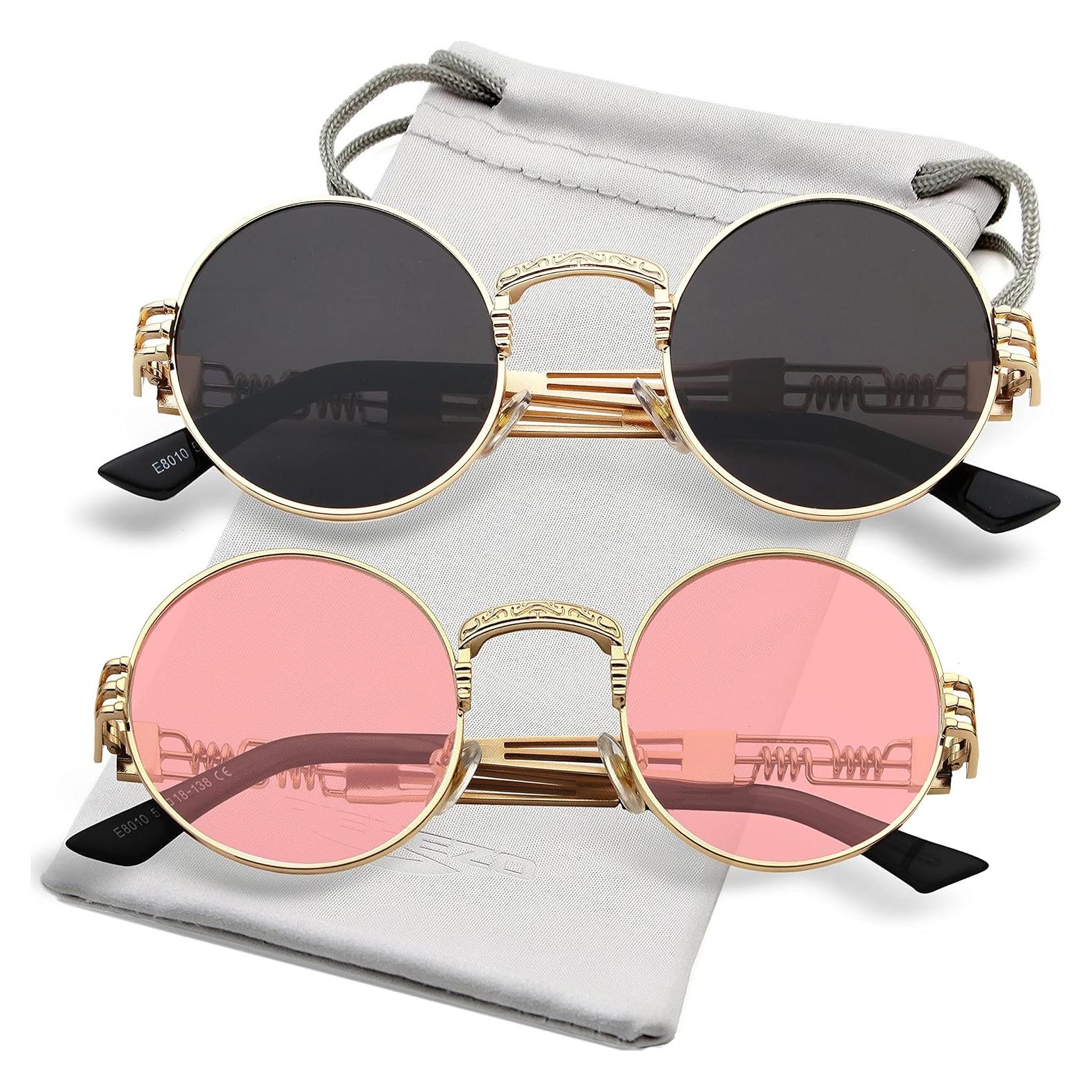 Gafas de sol redondas AIEYEZO steampunk 48mm UV400