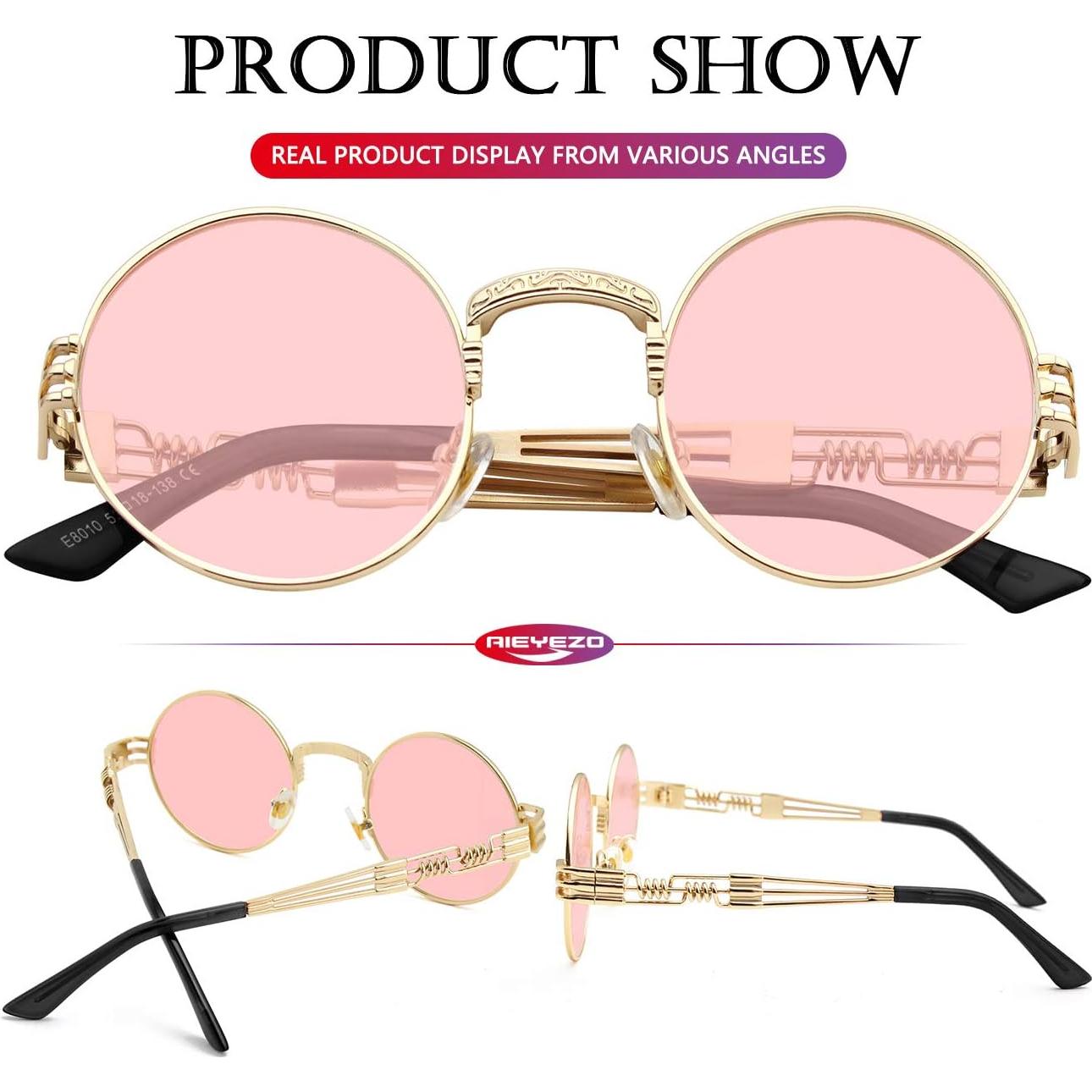 Gafas de sol redondas AIEYEZO steampunk 48mm UV400